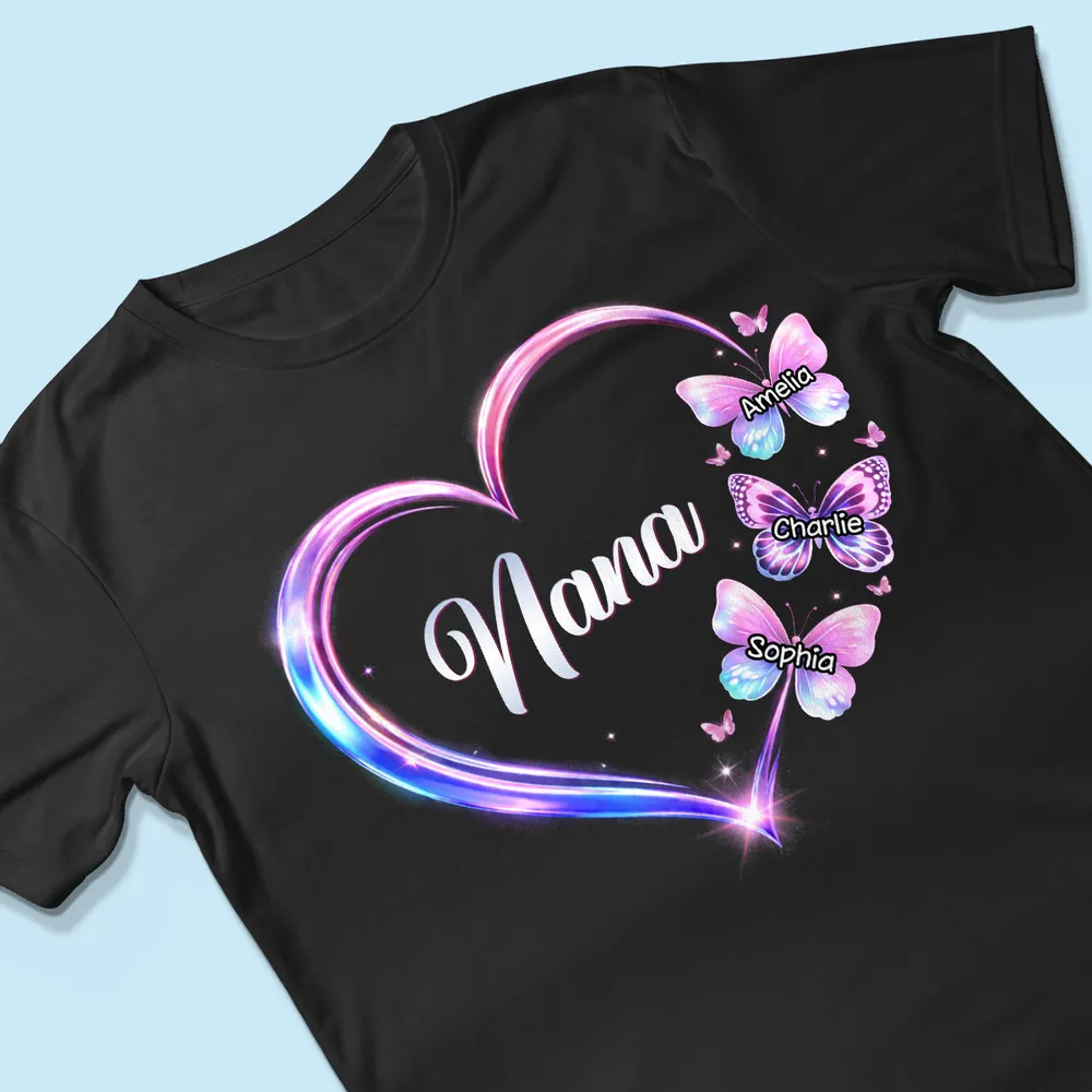 Grandma Mom Butterfly Heart with Kids' Names - Personalized Shirt - Gift For Mom, Grandma HN02 - Image 8
