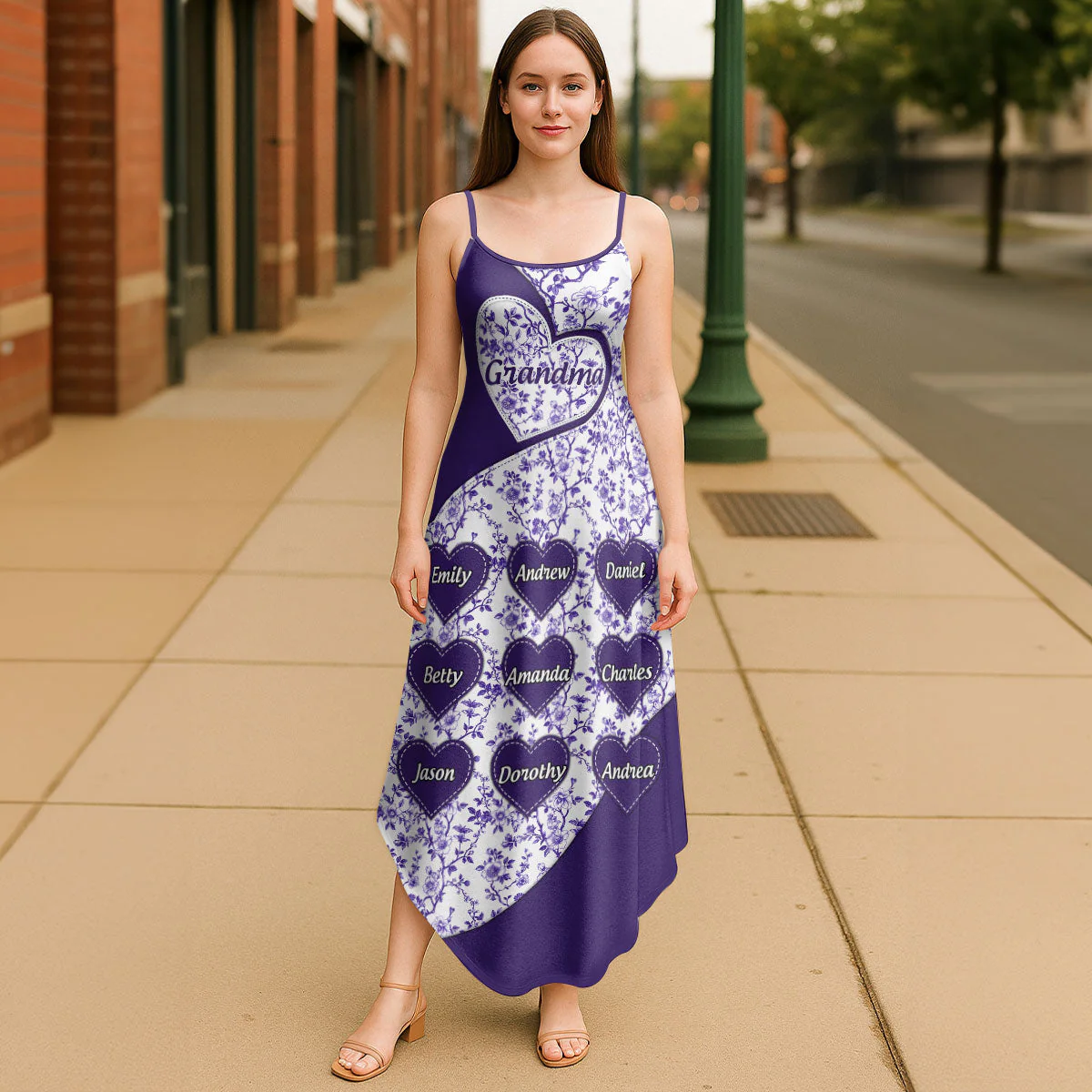 Grandma Mom Toile De Jouy -Personalized Maxi Dress - Gift For Mom, Grandma HN02 - Image 5