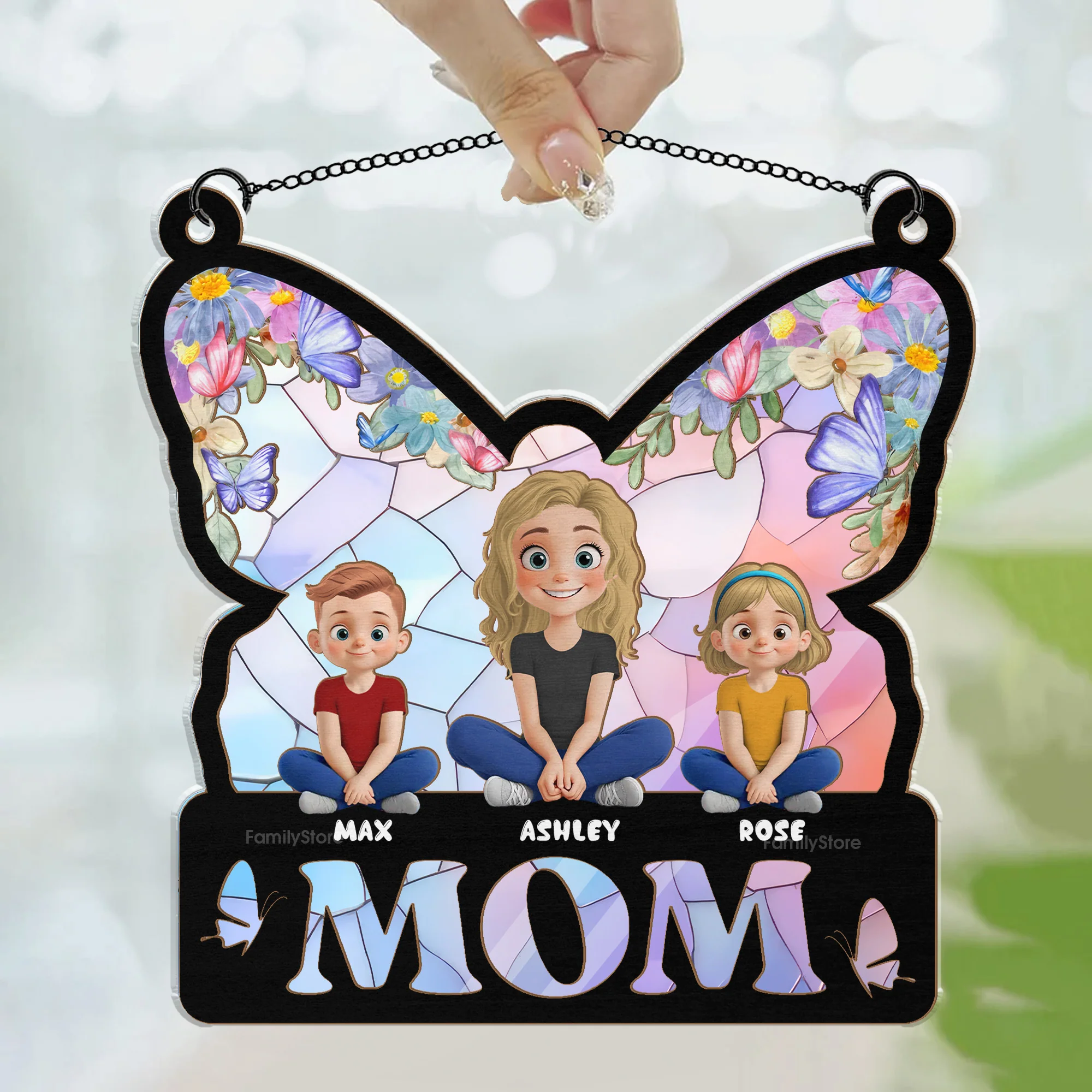 Grandma Mom You Are The Reason Behind My Smile - Personalized Window Hanging Window Hanging Suncatcher Ornament - Gift For Mom, Grandma, Mother's Day | GR25 NA94 - Image 3
