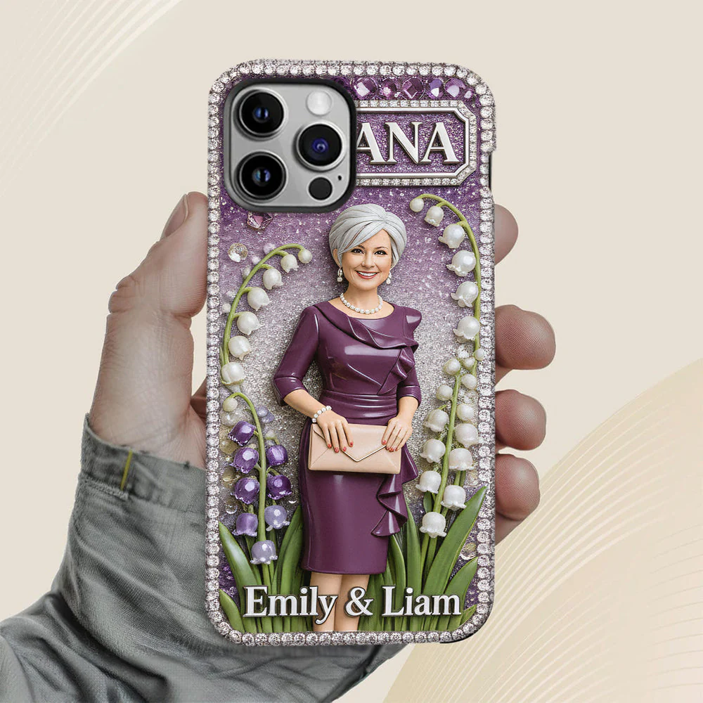 Grandma Purple Floral With Kids Name - Personalized Phone Case - Gift For Mom, Grandma - Image 4