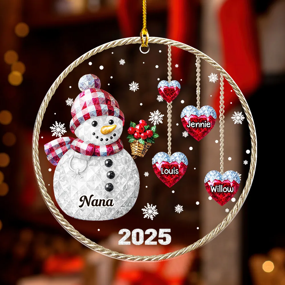 Grandma Snowman - Personalized Acrylic Ornament - Christmas Gift For Family, Grandma, Grandkids HH01 - Image 2