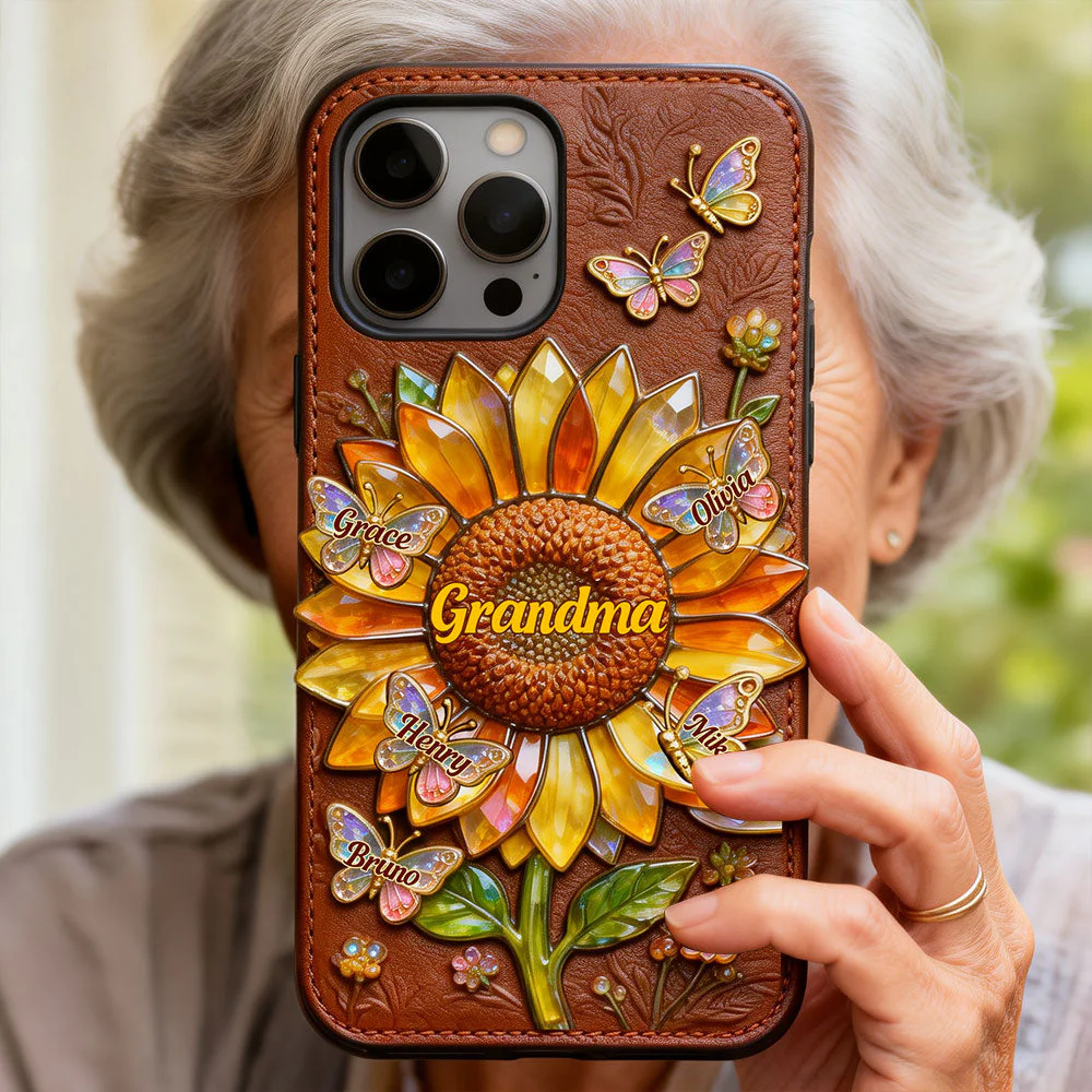 Grandma Sunflower 3D Effects - Personalized Phone Case - Gift For Mom, Grandma