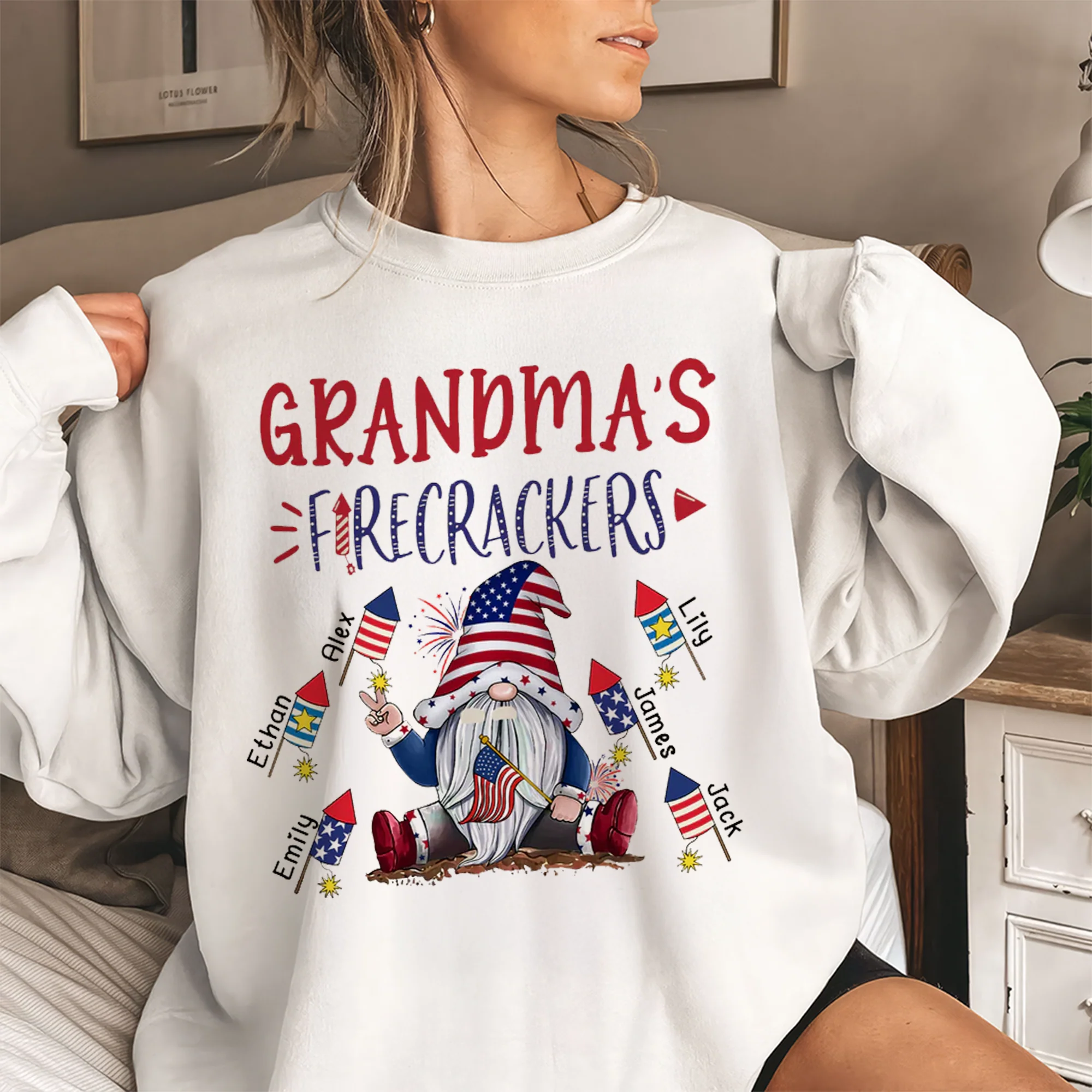 Grandma's Firecrackers Gnomes - Personalized Shirt - Patriotic Gift For Mom, Grandma - Image 3