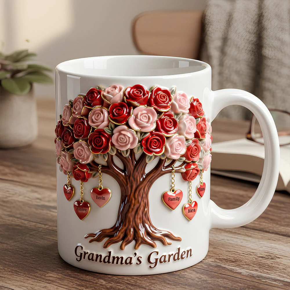 Grandma's Garden Rose Tree Family Heart - Personalized Mug - Gift For Mom, Grandma HN02 - Image 2