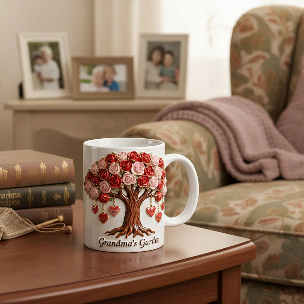Grandma's Garden Rose Tree Family Heart - Personalized Mug - Gift For Mom, Grandma HN02 - Image 3