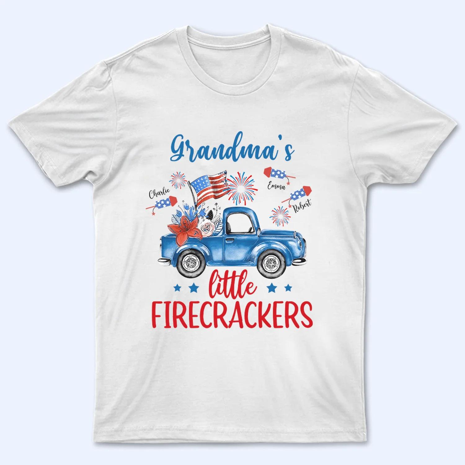 Grandma's Little Firecrackers 4th of July Patriotic - Personalized T-shirt - Gift For Grandma, Mother's Day HN02 - Image 2
