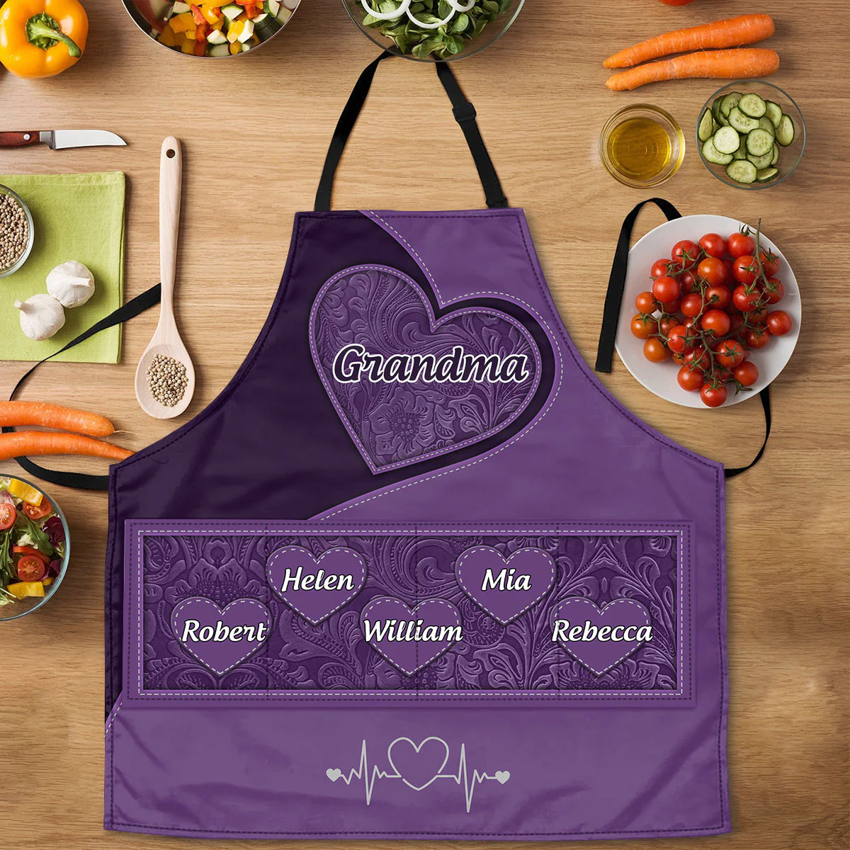 Grandma's Little Sweethearts - Personalized Apron With Pocket - Christant Gift for Grandma - Image 3