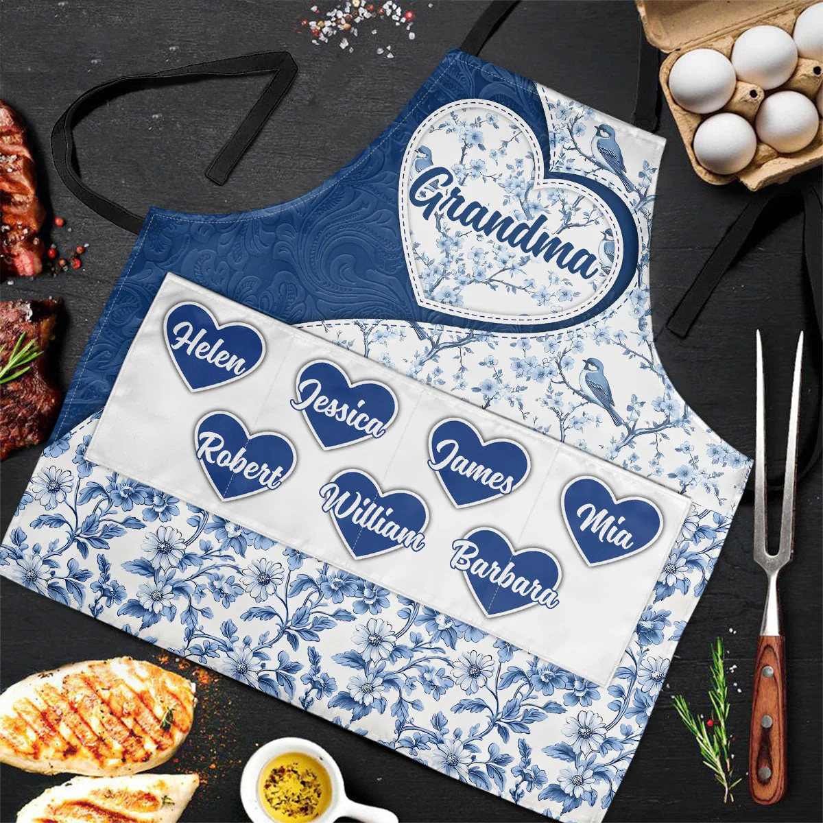 Grandma's Little Sweethearts - Personalized Apron With Pocket - Christant Gift for Grandma - Image 2