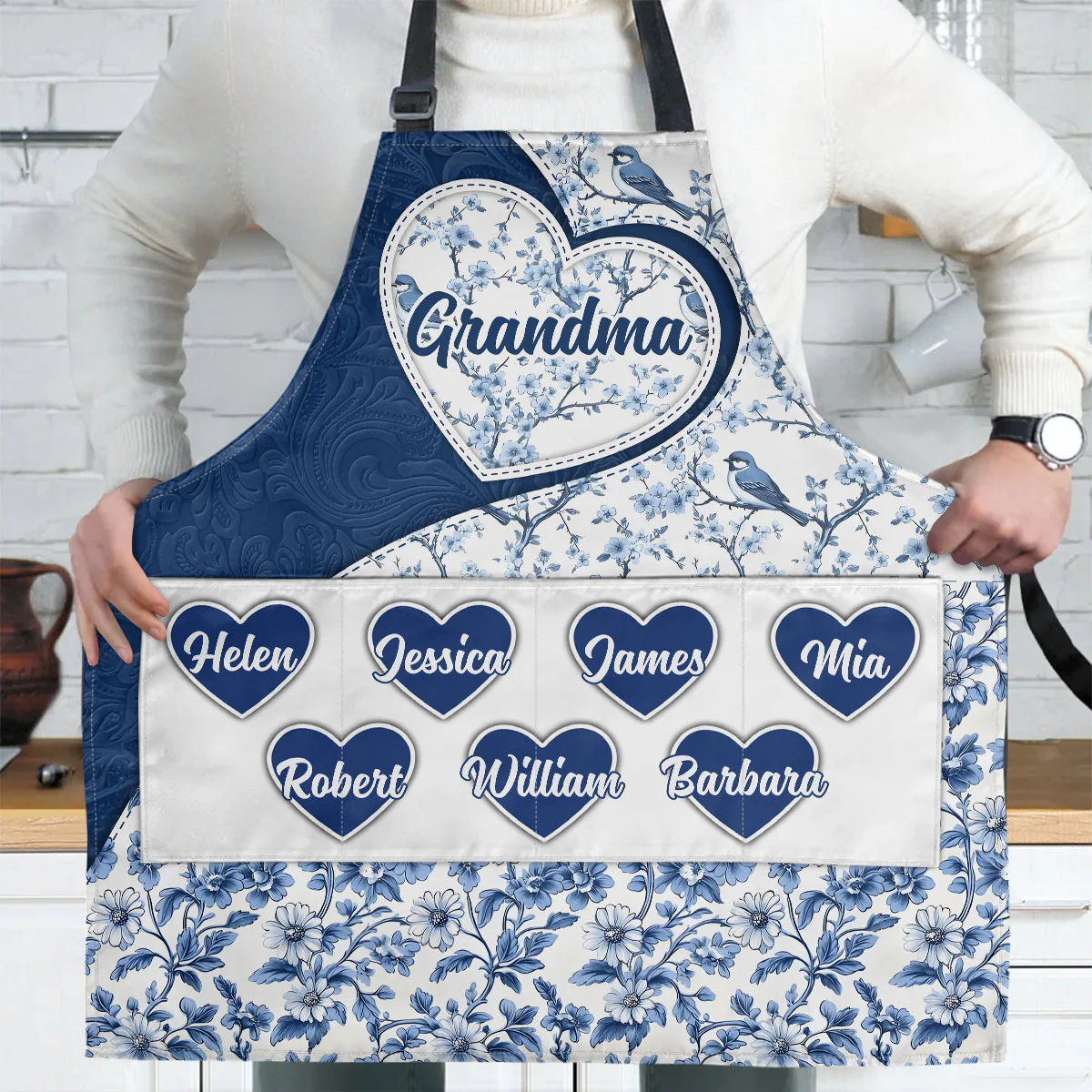 Grandma's Little Sweethearts - Personalized Apron With Pocket - Christant Gift for Grandma - Image 3