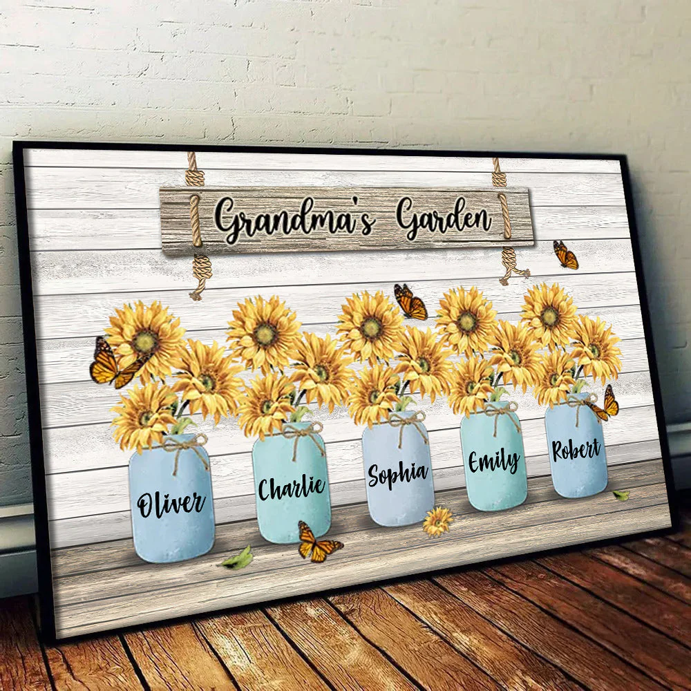 Grandma's Sunflower Garden - Personalized Poster Canvas - Gift For Grandma