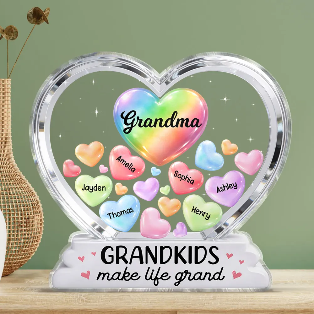 Grandma's Sweethearts In Heart 2D Flat - Personalized Shape Acrylic Plaque - Gift For Mom, Grandma HN02 - Image 2