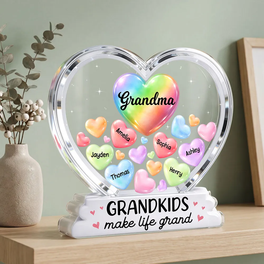Grandma's Sweethearts In Heart 2D Flat - Personalized Shape Acrylic Plaque - Gift For Mom, Grandma HN02 - Image 3