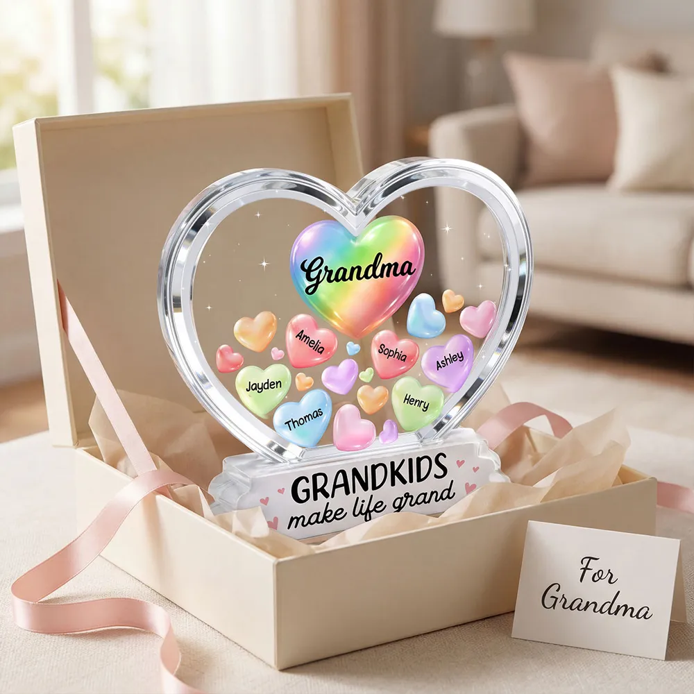 Grandma's Sweethearts In Heart 2D Flat - Personalized Shape Acrylic Plaque - Gift For Mom, Grandma HN02 - Image 4