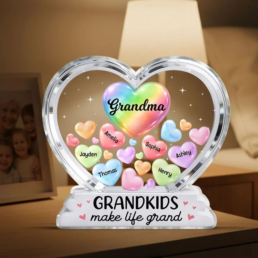 Grandma's Sweethearts In Heart 2D Flat - Personalized Shape Acrylic Plaque - Gift For Mom, Grandma HN02 - Image 5