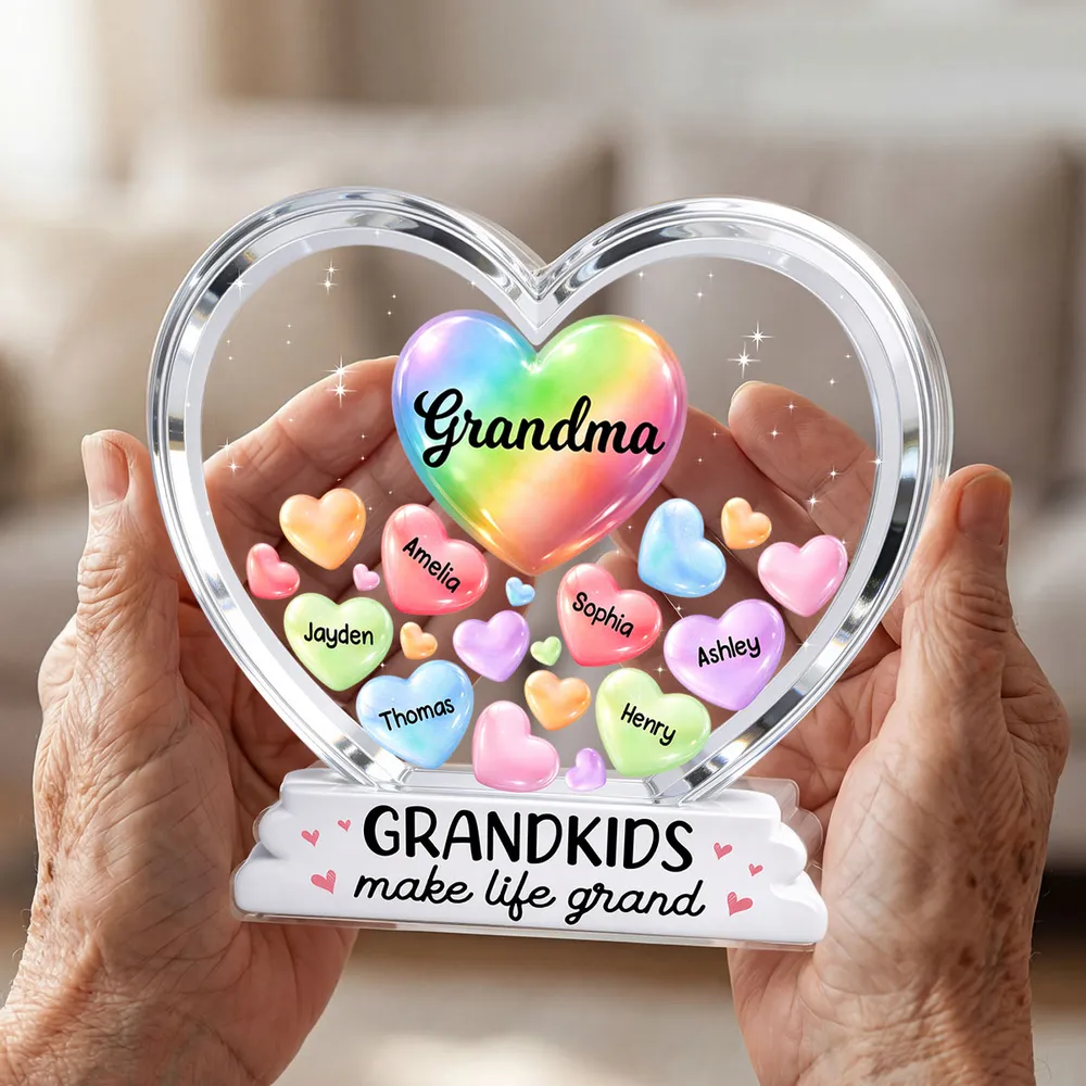 Grandma's Sweethearts In Heart 2D Flat - Personalized Shape Acrylic Plaque - Gift For Mom, Grandma HN02 - Image 8
