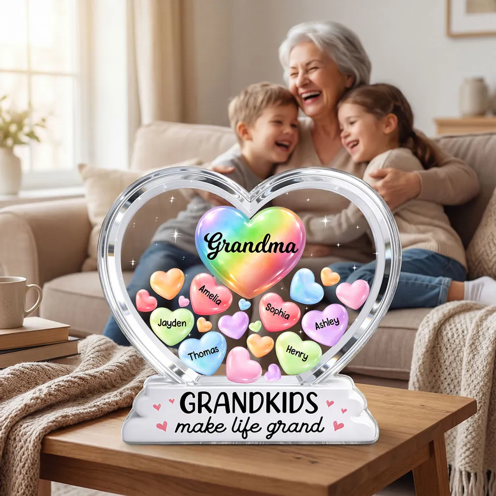 Grandma's Sweethearts In Heart 2D Flat - Personalized Shape Acrylic Plaque - Gift For Mom, Grandma HN02 - Image 9