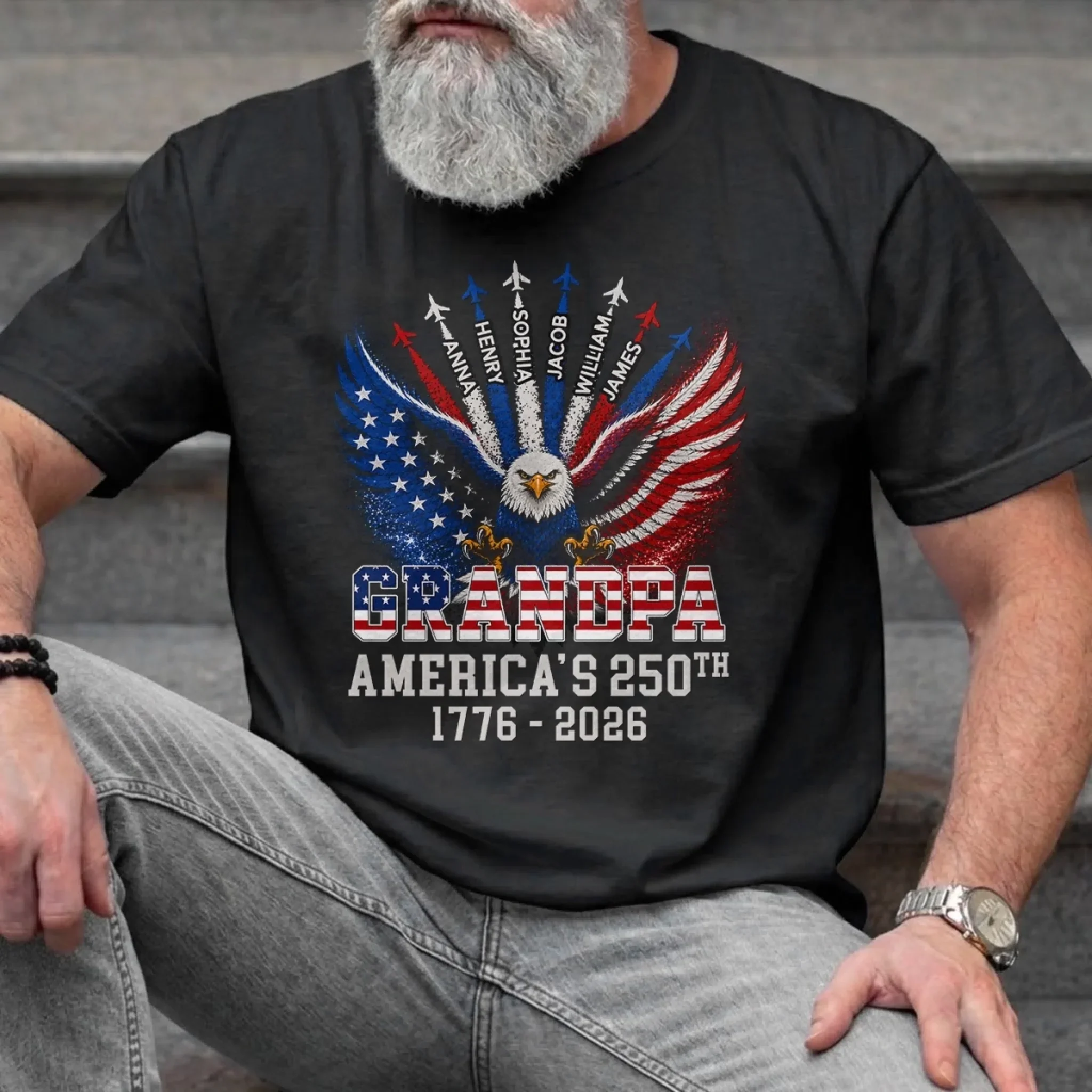 Grandpa America's 250th Anniversary - Personalized Shirt - Patriotic Gift For Dad - Image 2