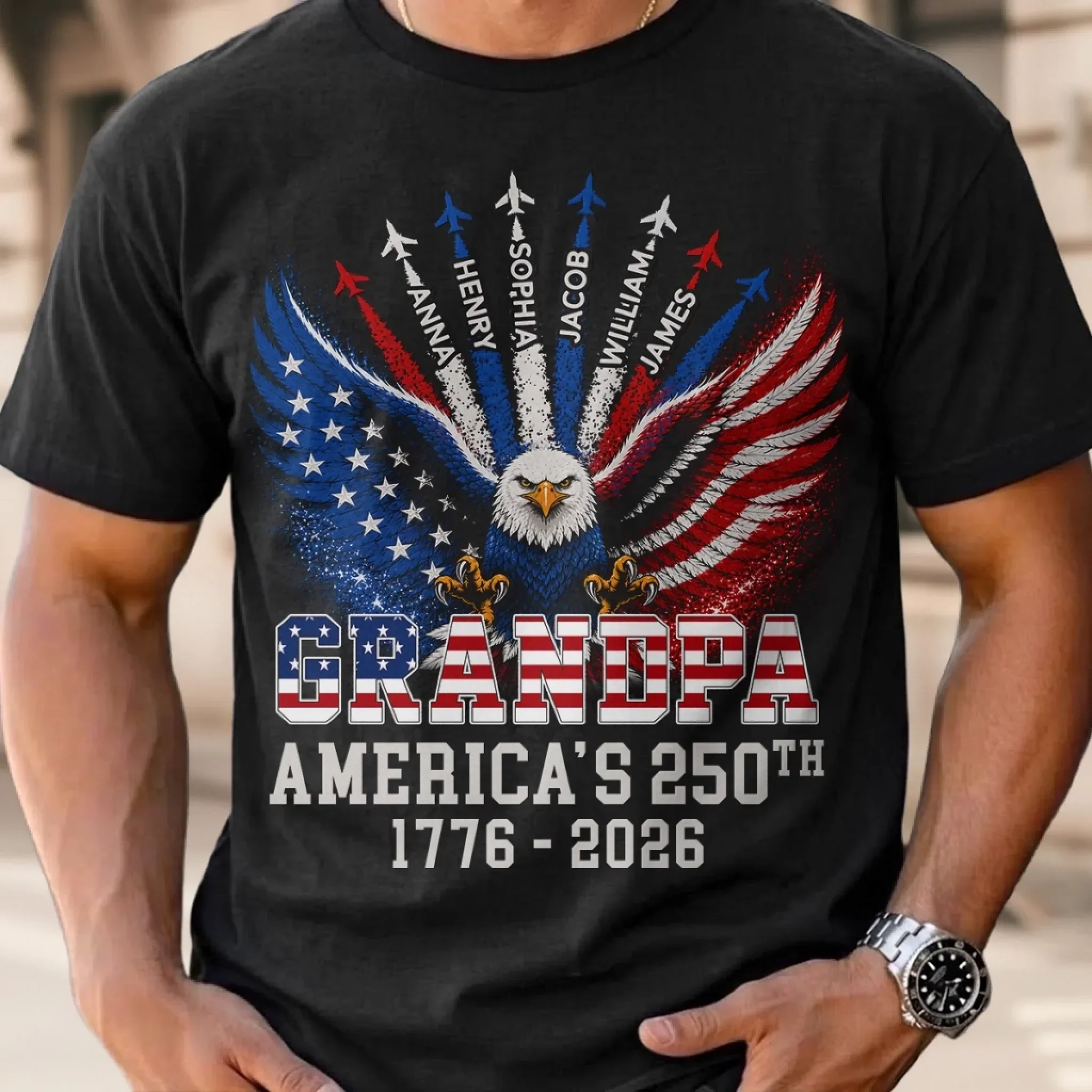 Grandpa America's 250th Anniversary - Personalized Shirt - Patriotic Gift For Dad - Image 3