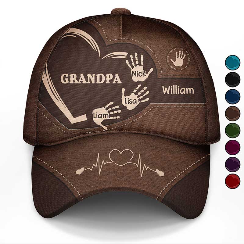 Grandpa Dad Kids Handprints - Personalized Classic Cap - Gift For Grandpa