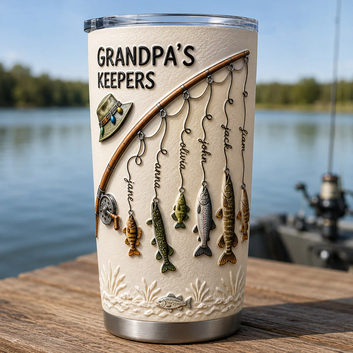 Grandpa's Keepers - Personalized Tumbler - Gift For Dad, Fishing Lovers