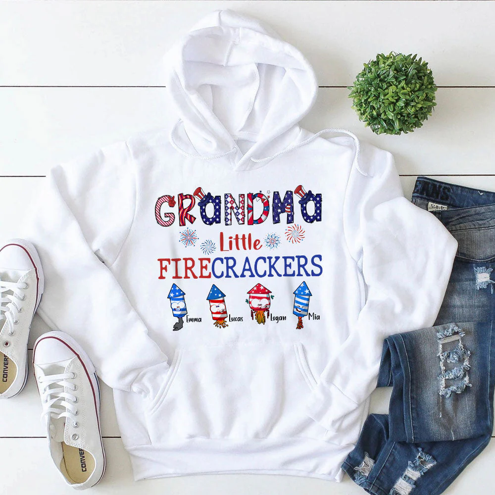 Grandpa's Little Firecrackers - Personalized T-shirt - Patriotic Gift For Dad, Grandpa HN02 - Image 3