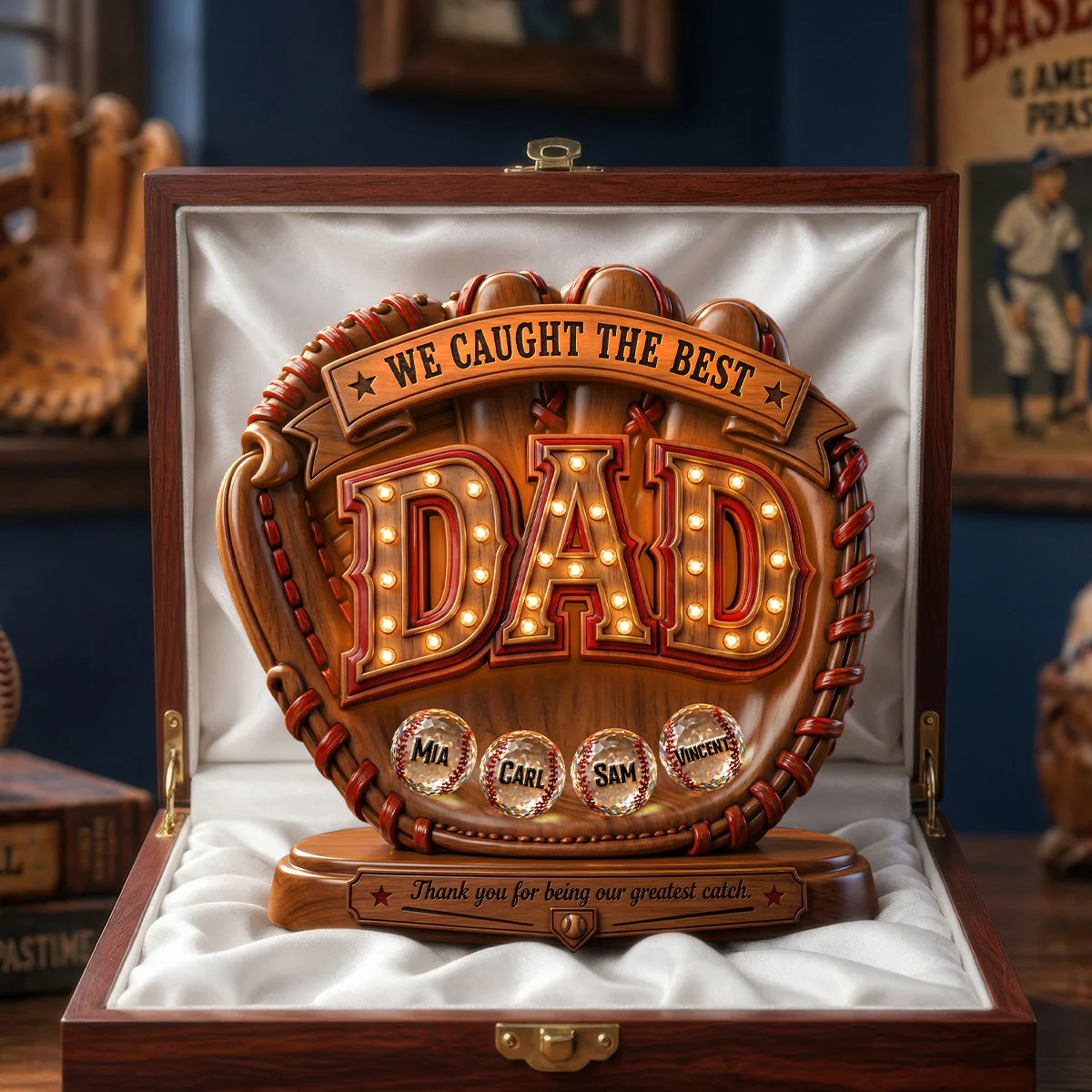 Great Baseball We Caught The Best Dad - Personalized Shape Acrylic Plaque - Gift For Dad, Baseball Lovers - Image 3