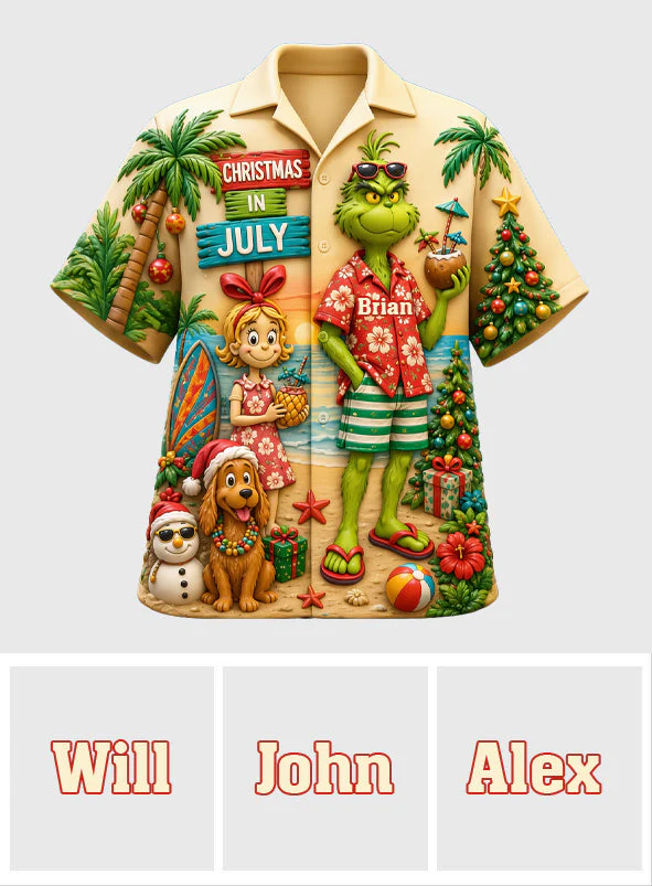 Green Monster Christmas In July - Personalized Hawaiin Shirt - Gift For Traveling Lover, Movie Fans - Grch - Image 7