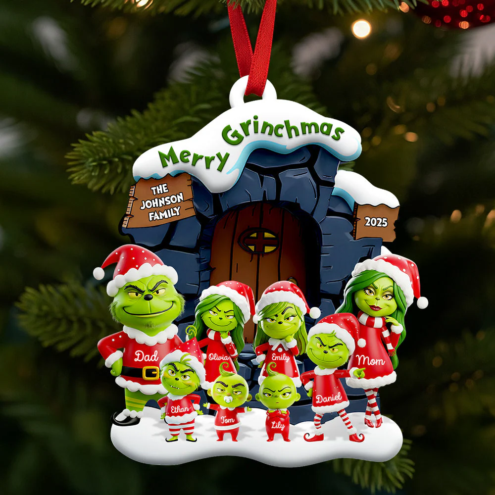 Green Monster Merry Grinchmas - Personalized Acrylic Ornament - Christmas Gift For Family NL122 - Image 2