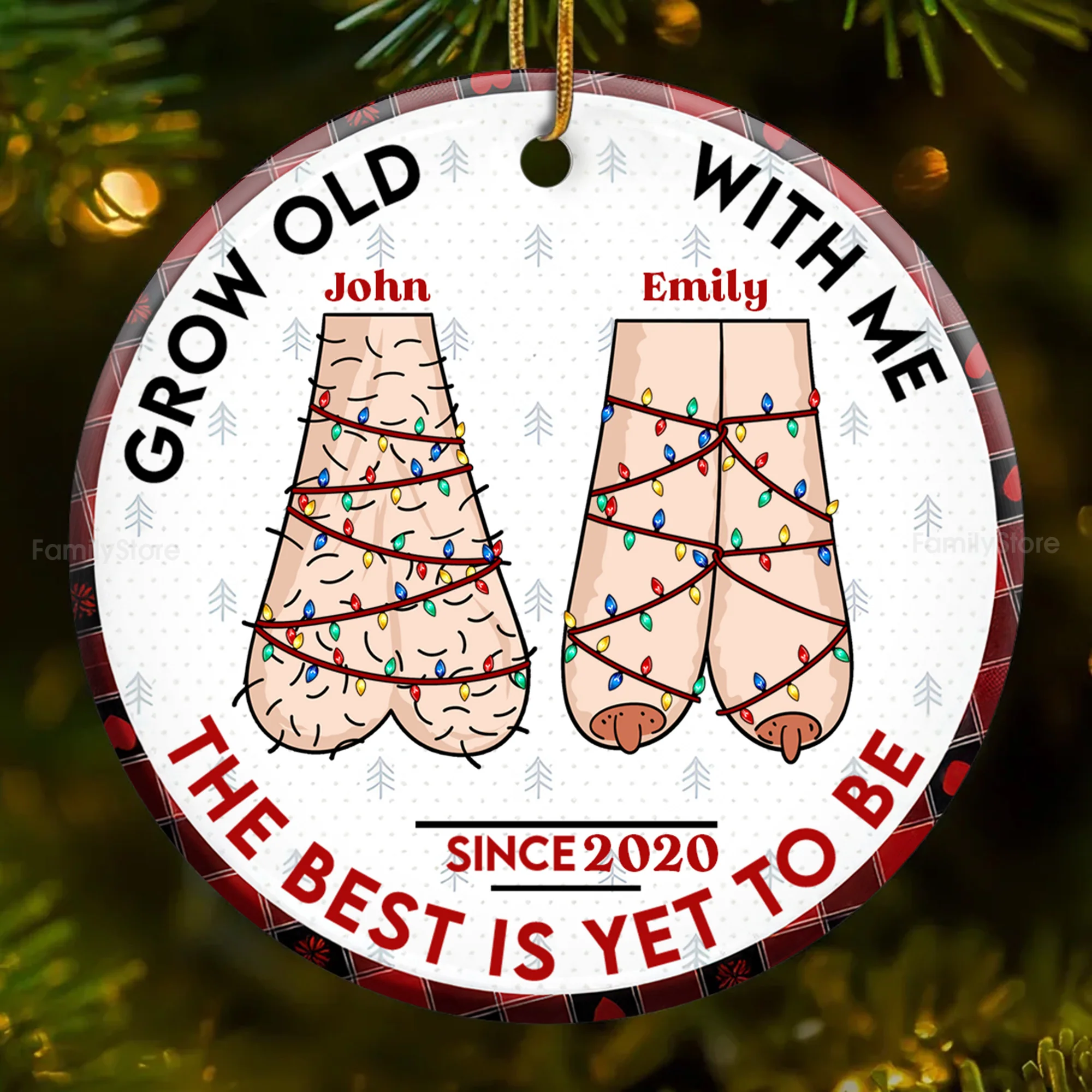 Grow Old With Me The Best Is Yet To Be - Personalized Ceramic Ornament - Gift For Couple | CL36 NL122