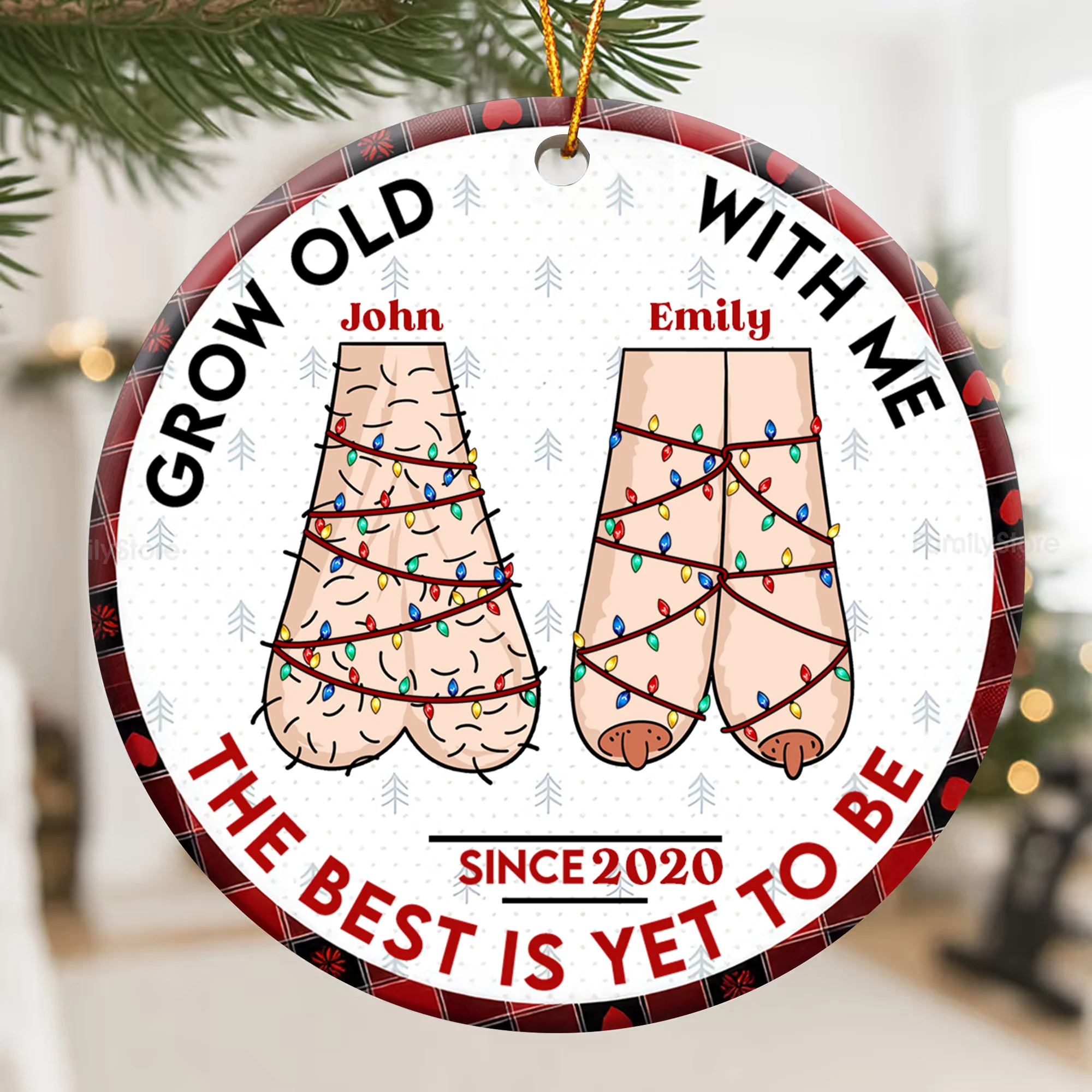 Grow Old With Me The Best Is Yet To Be - Personalized Ceramic Ornament - Gift For Couple | CL36 NL122 - Image 3