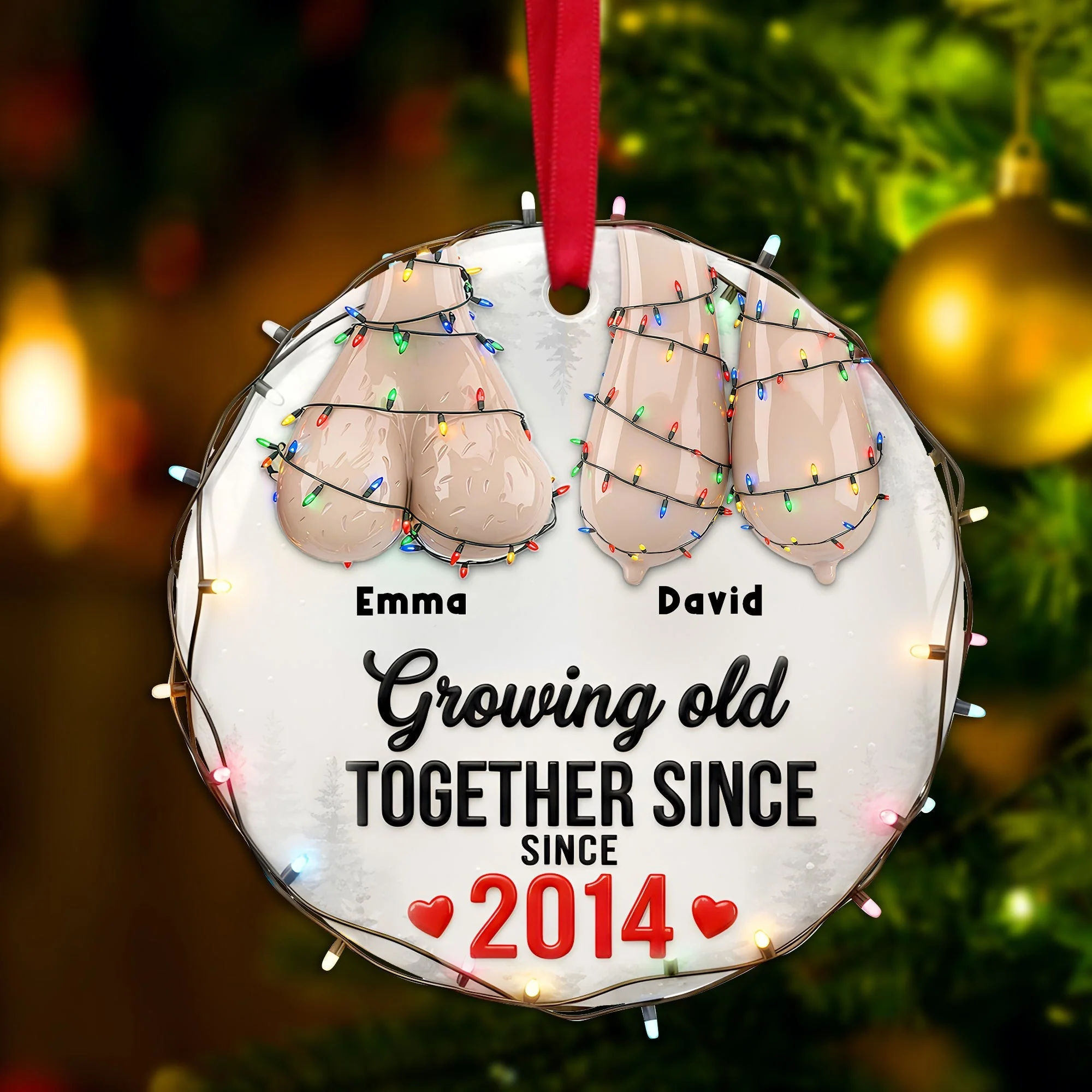 Growing Old Together Since - Personalized Acrylic Ornament - Christmas Gifts For Funny Couple NL122