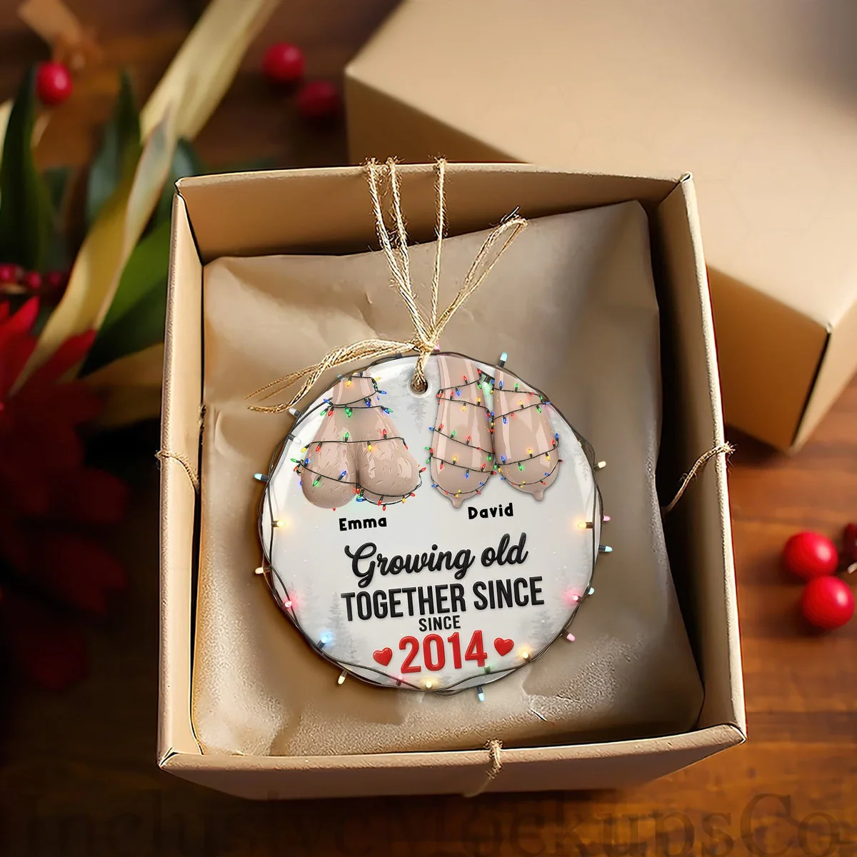 Growing Old Together Since - Personalized Acrylic Ornament - Christmas Gifts For Funny Couple NL122 - Image 4