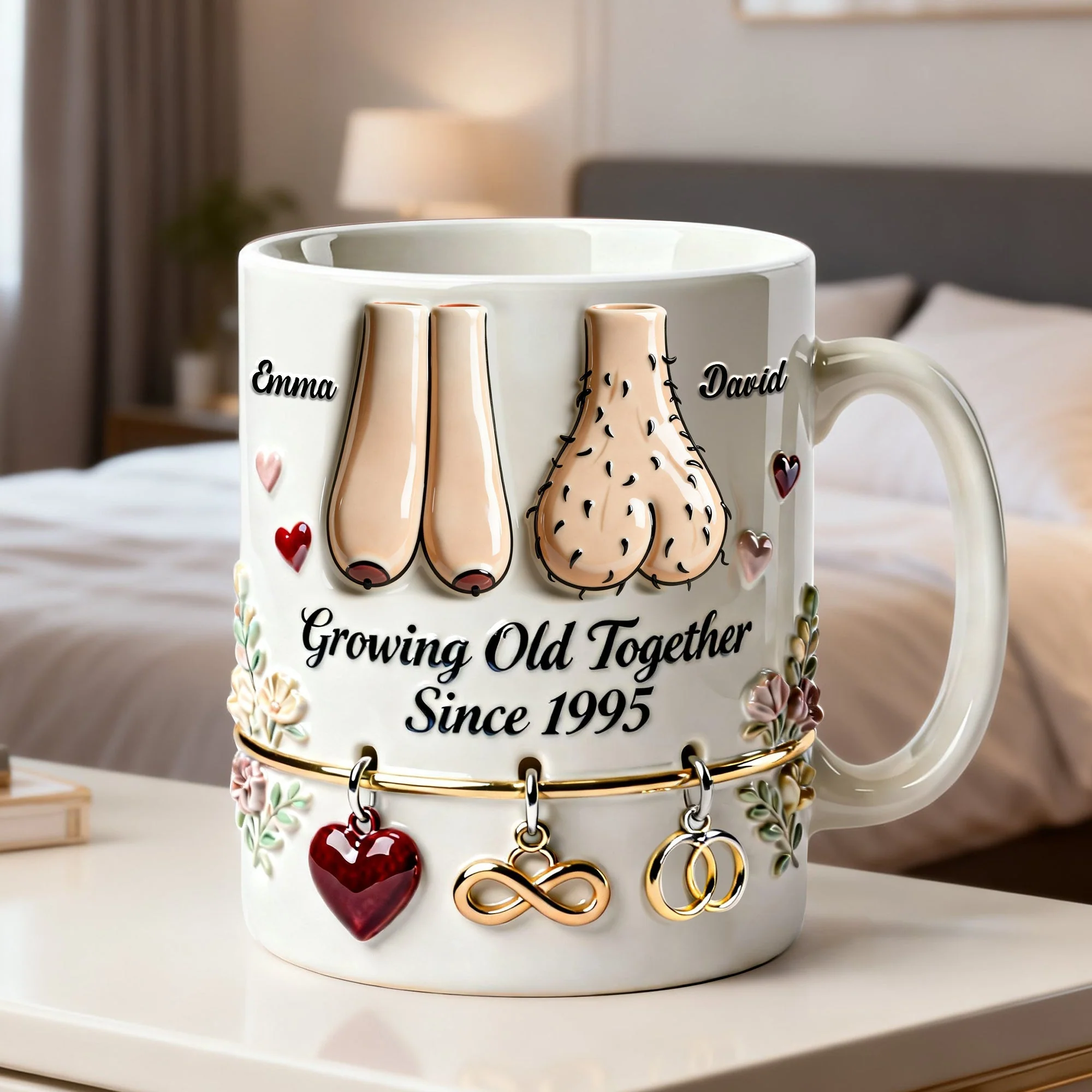 Growing Old Together Since - Personalized Ceramic Mug - Funny Gift For Couples NL122 - Image 2
