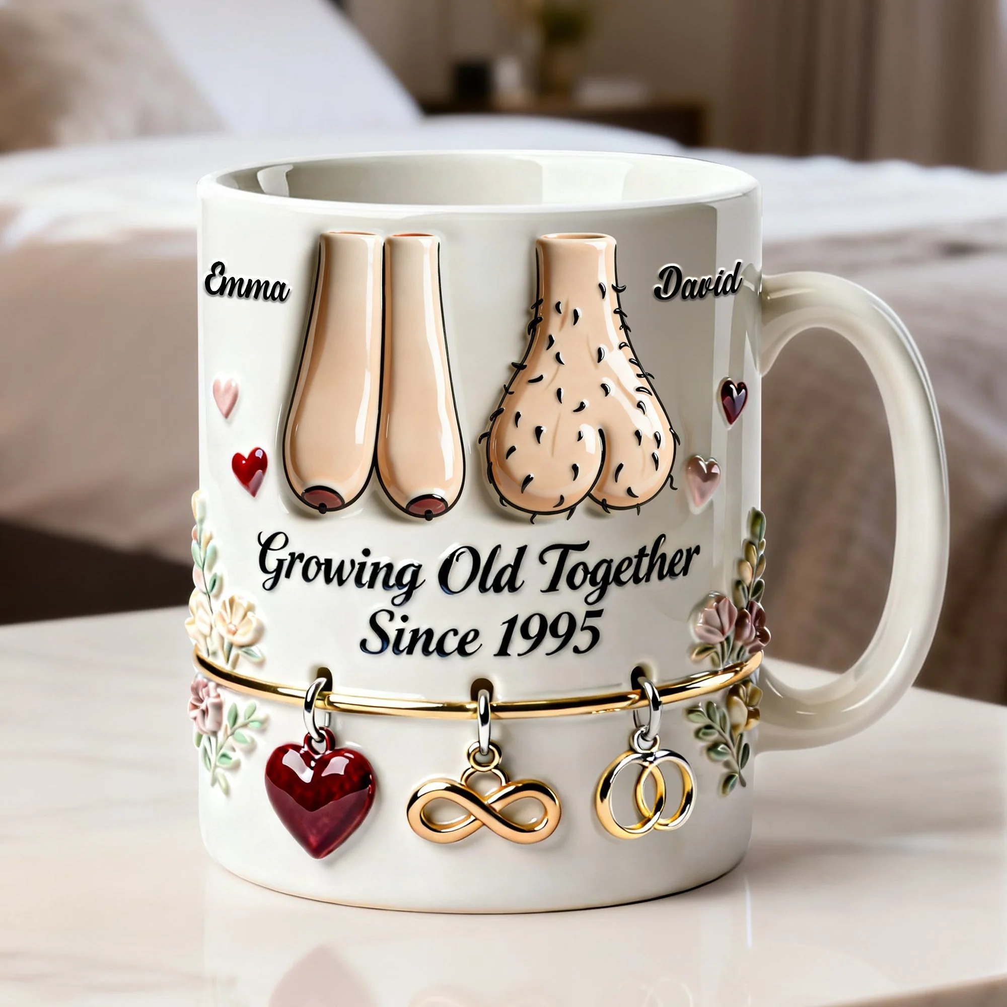 Growing Old Together Since - Personalized Ceramic Mug - Funny Gift For Couples NL122 - Image 4