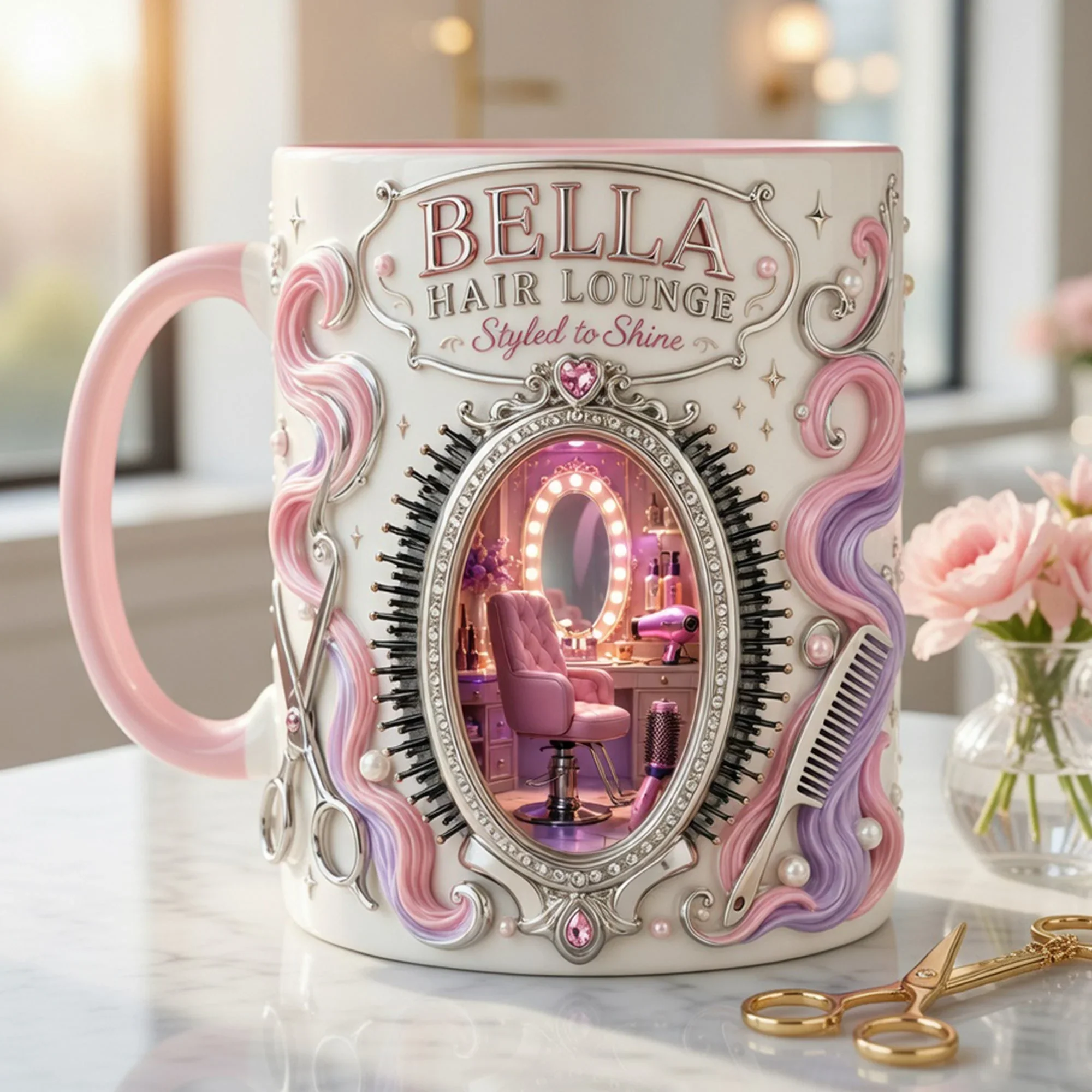 Hair Lounge - Styled To Shine - Personalized Accent Mug - Gifts For Hairdresser - Image 3