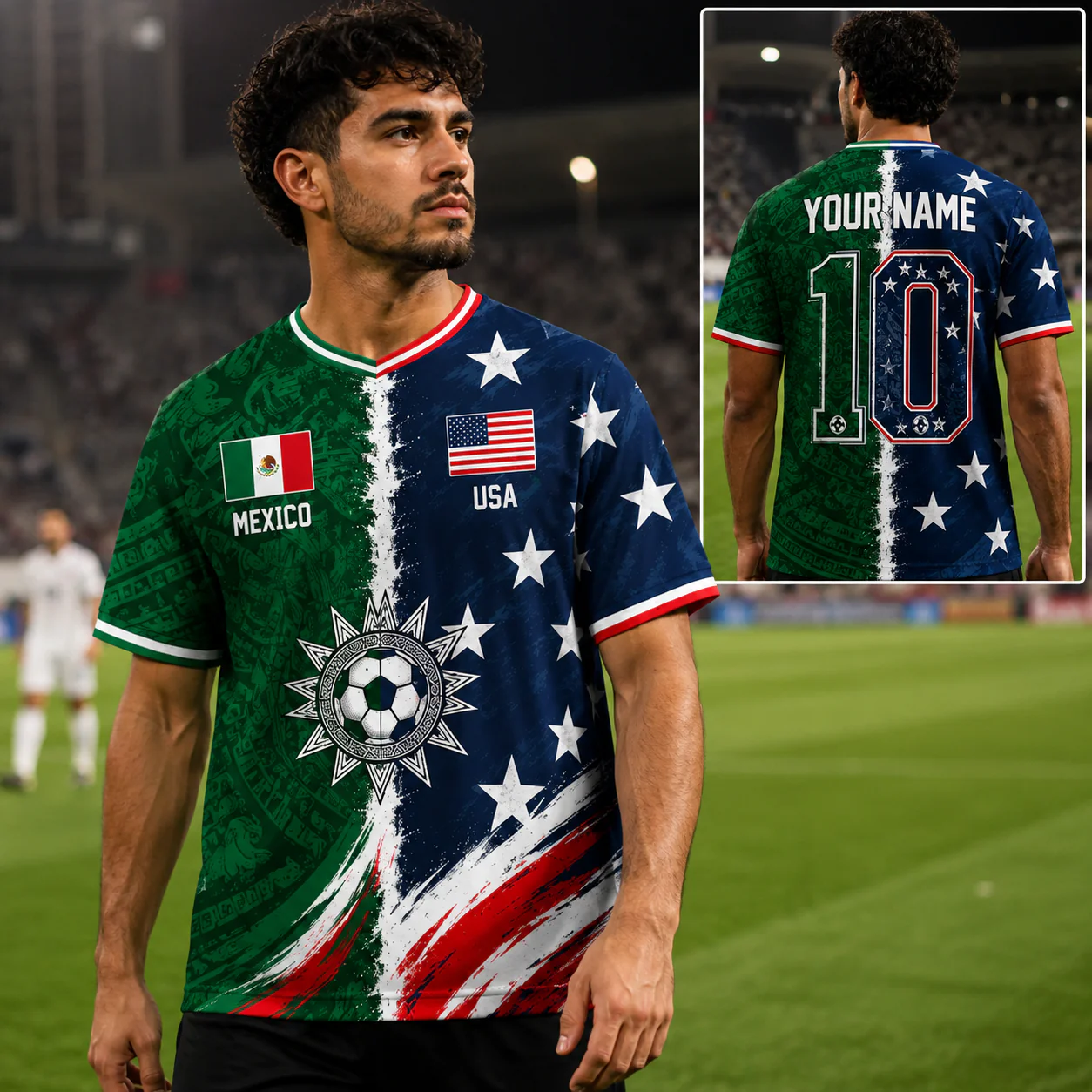 Half USA Half Mexico Global Football Championships 2026 - Personalized Soccer Jersey - Gifts For Football Lovers, Sports Fans, Sports Lovers