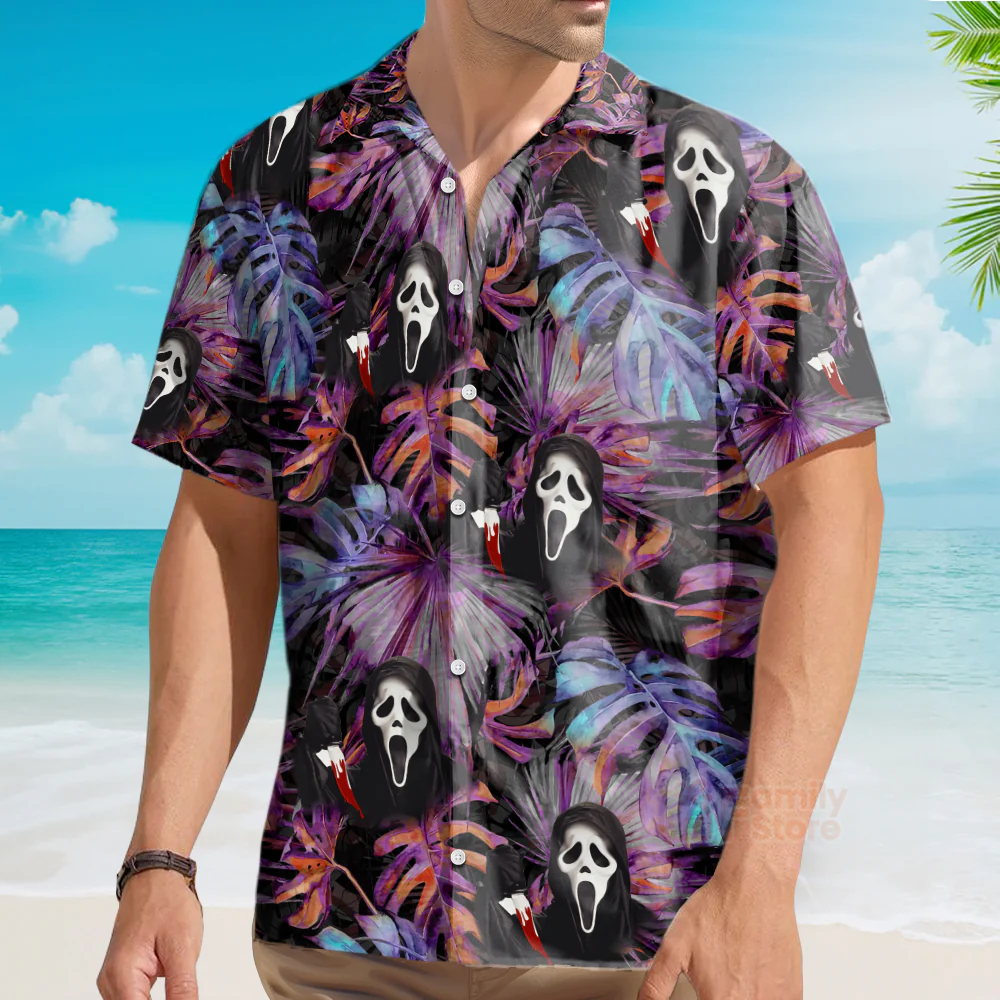 Halloween Ghostface Movies Tropical Style - Hawaiian Shirt - Image 3