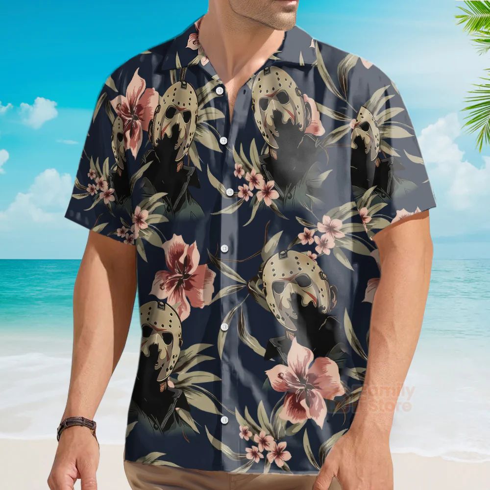 Halloween Jason Voorhees Tropical Style - Hawaiian Shirt - Image 3