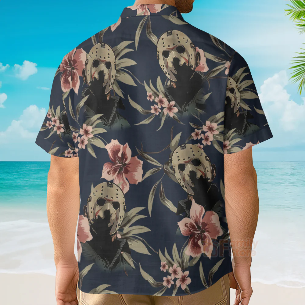 Halloween Jason Voorhees Tropical Style - Hawaiian Shirt - Image 4