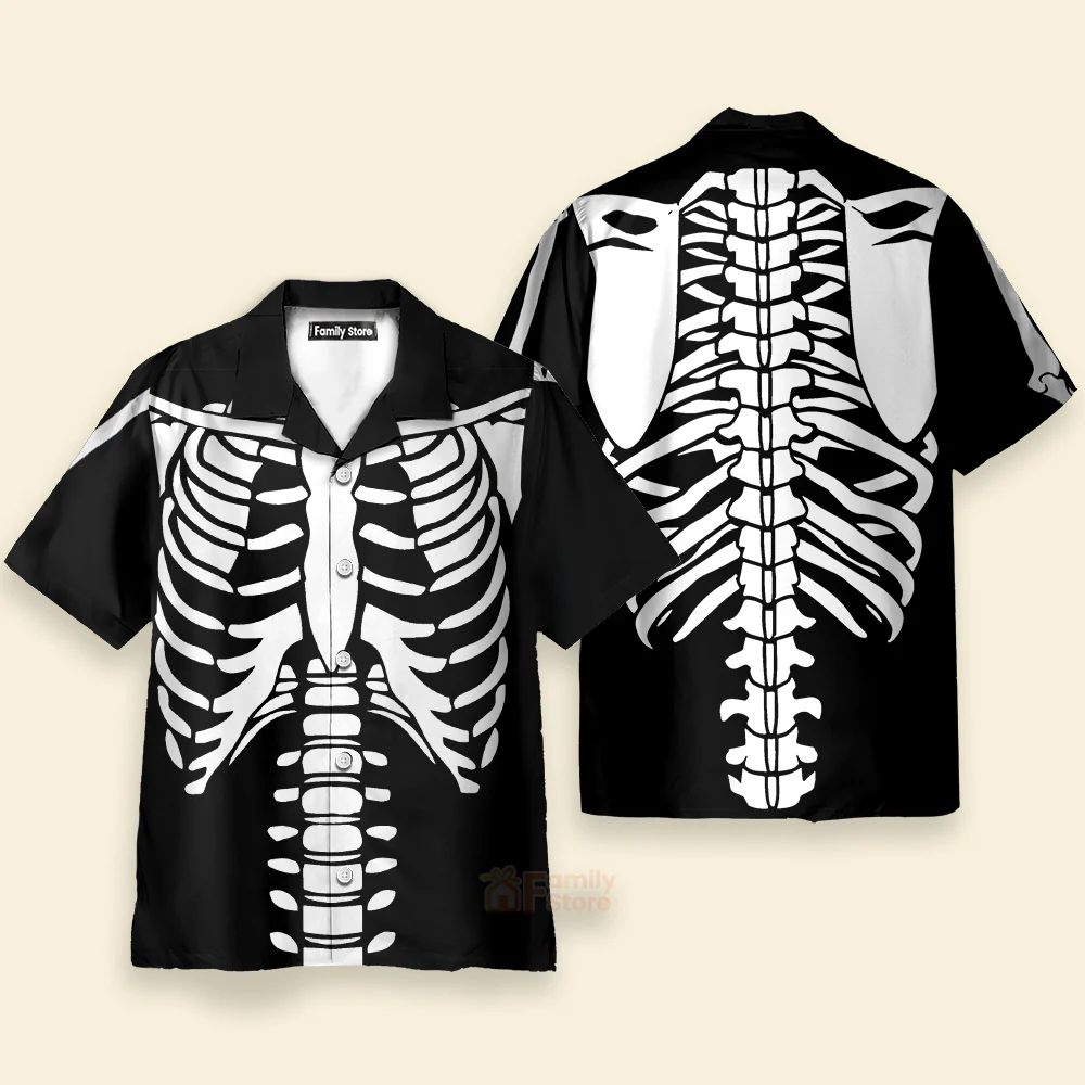 Halloween Skeleton Costume Shirt Hawaiian Shirt - Image 2