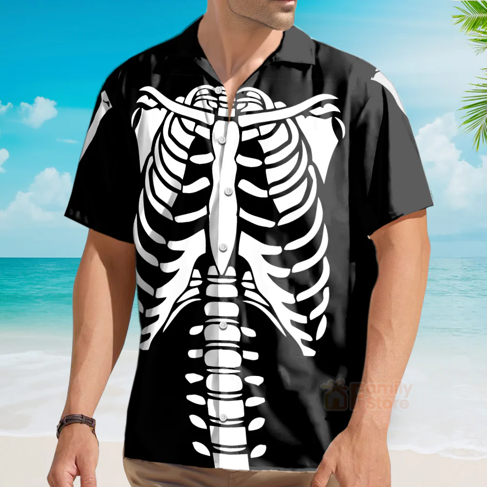 Halloween Skeleton Costume Shirt Hawaiian Shirt - Image 3