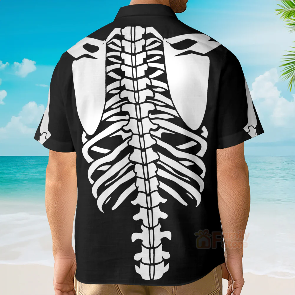 Halloween Skeleton Costume Shirt Hawaiian Shirt - Image 4
