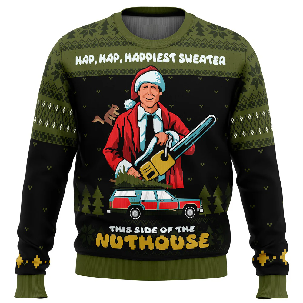 Hap, Hap, Happiest Sweater this Side of the Nuthouse National Lampoon’s Christmas Vacation - Ugly Christmas Sweater - Christmas Gifts - Image 2