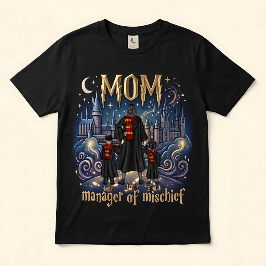 HaPo Best Mom Manager Of Mischief - Personalized T-Shirt - Gift For Mom - Image 3