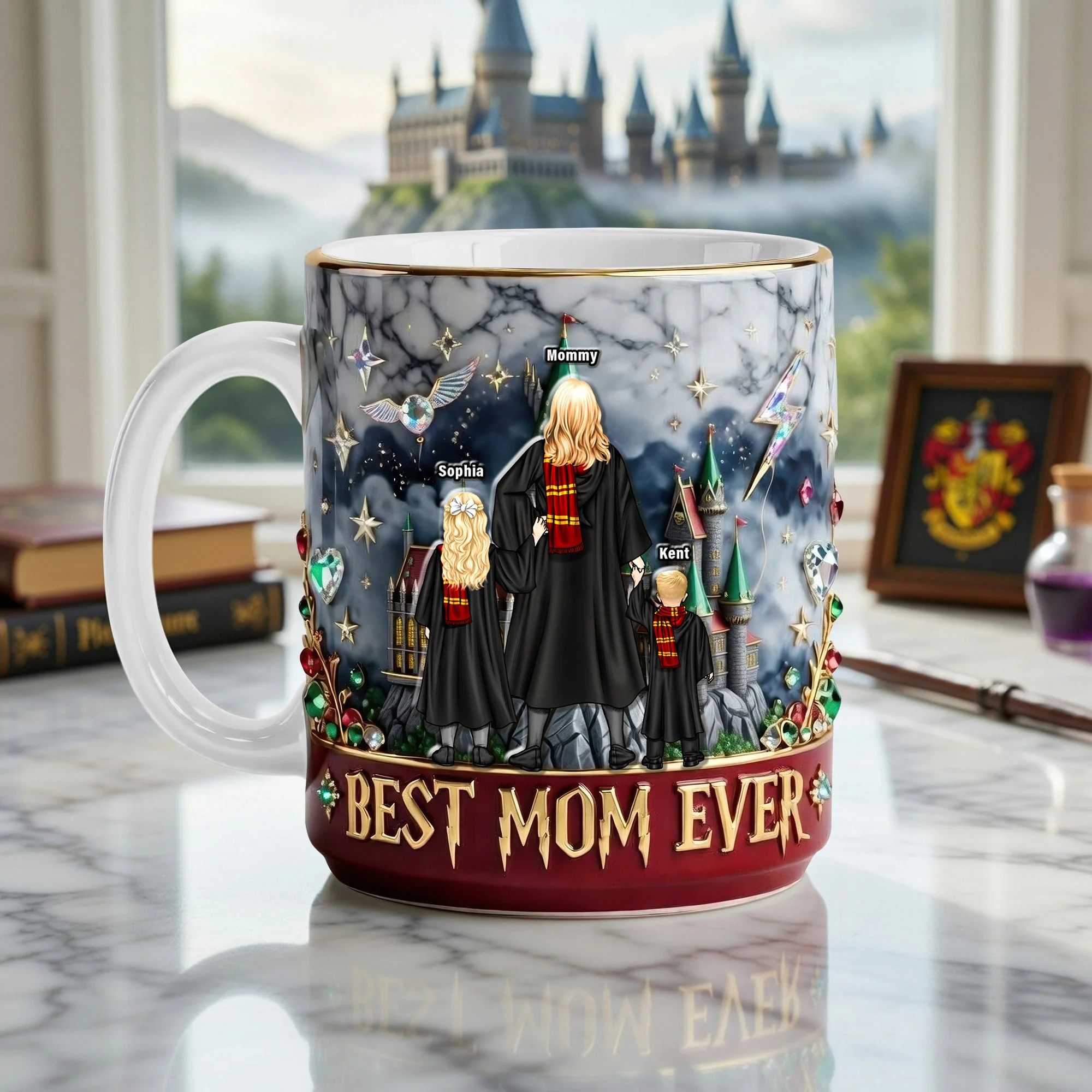 HaPo Best Wizard And Witch  Mom Ever - Personalized White Ceramic Mug - Gift For Mom - Image 2