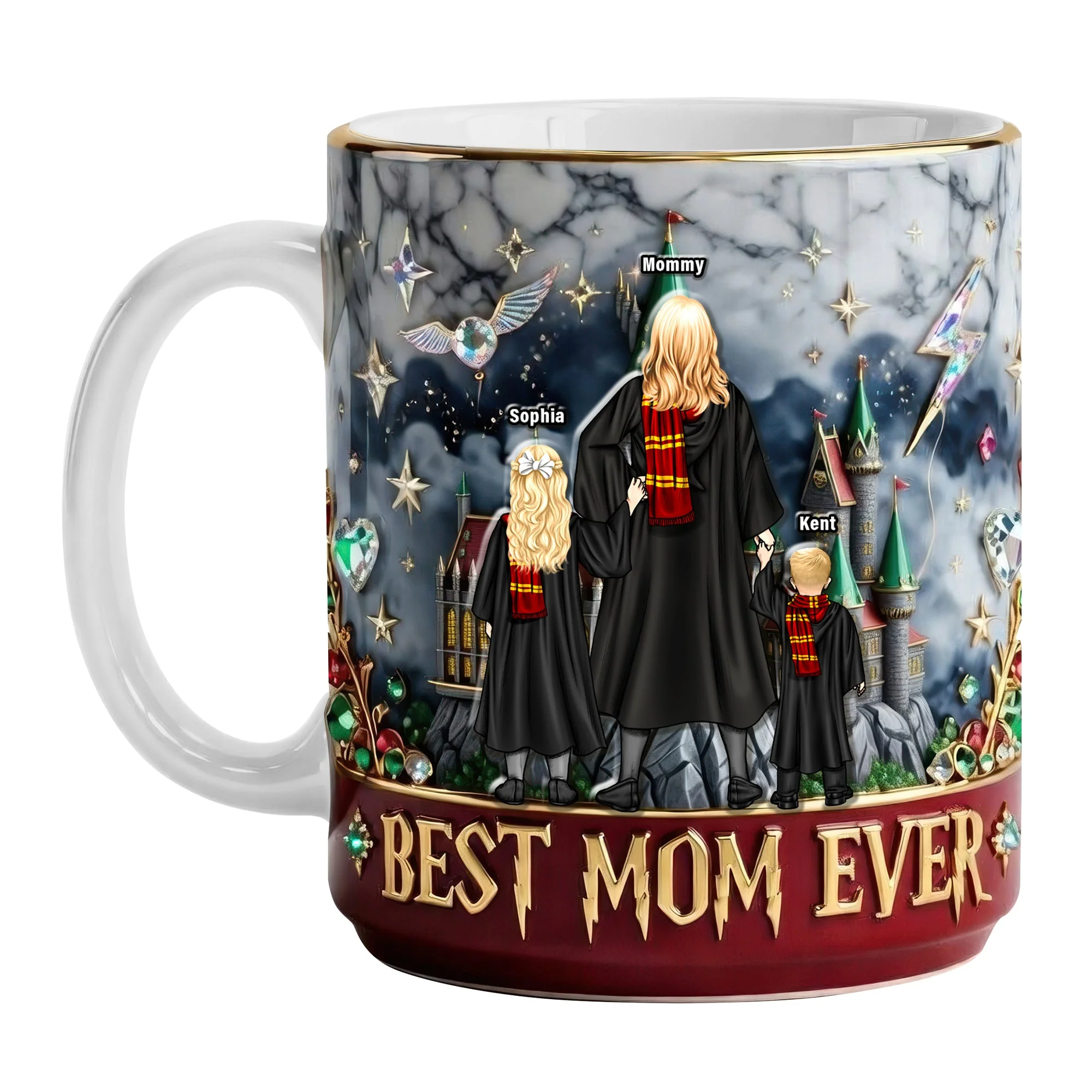 HaPo Best Wizard And Witch  Mom Ever - Personalized White Ceramic Mug - Gift For Mom - Image 3