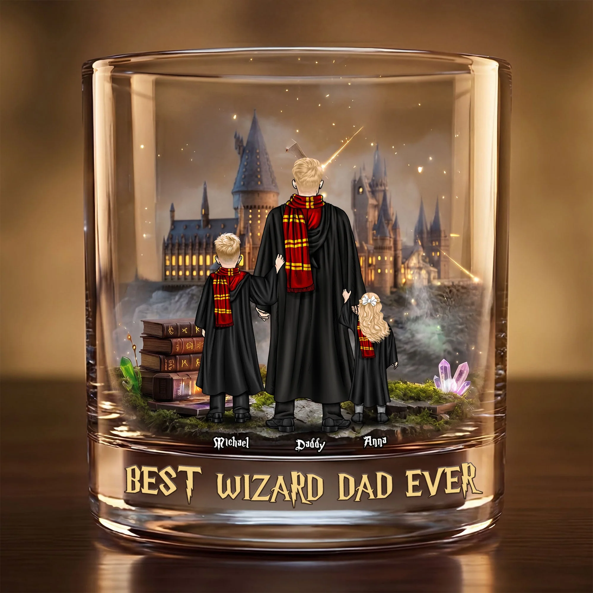 HaPo Best Wizard Dad Ever - Personalized Whiskey Glass - Gift For Father's Day, Movie Fans