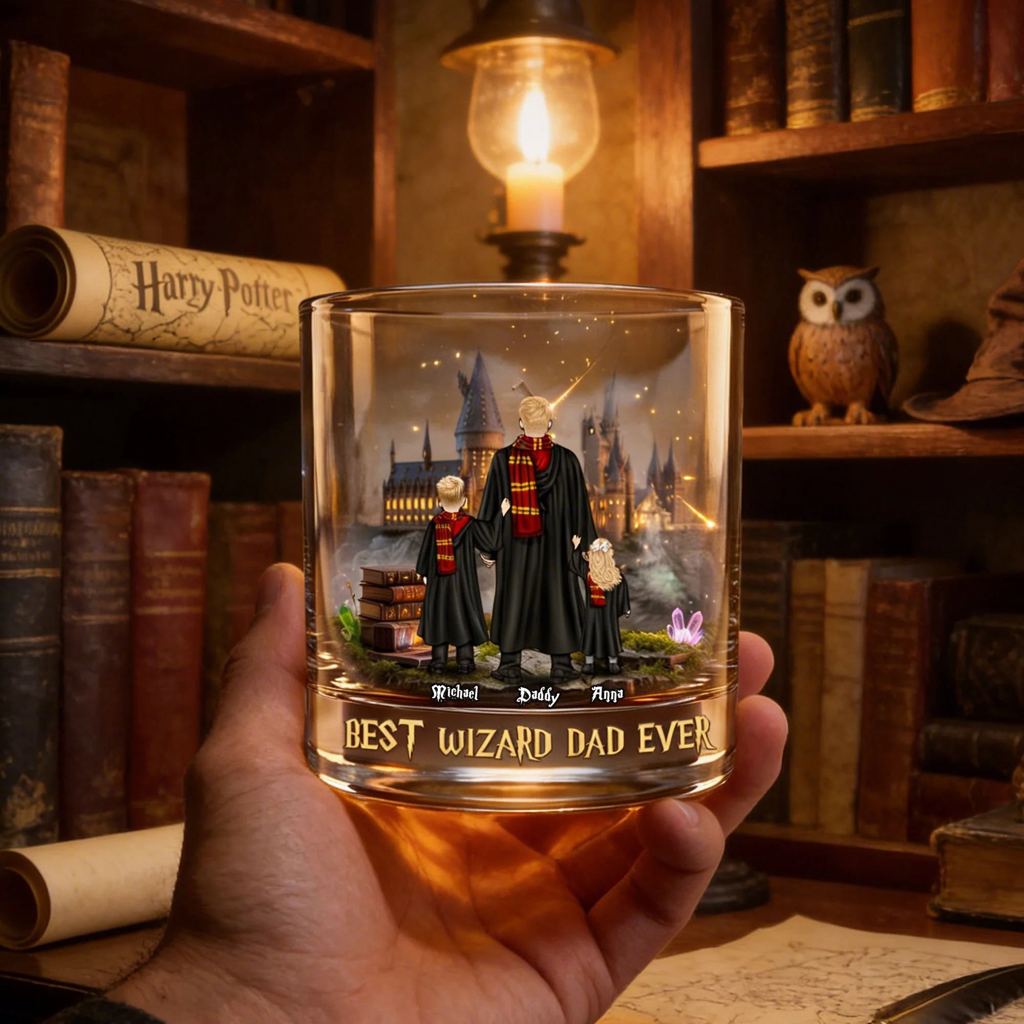 HaPo Best Wizard Dad Ever - Personalized Whiskey Glass - Gift For Father's Day, Movie Fans - Image 2
