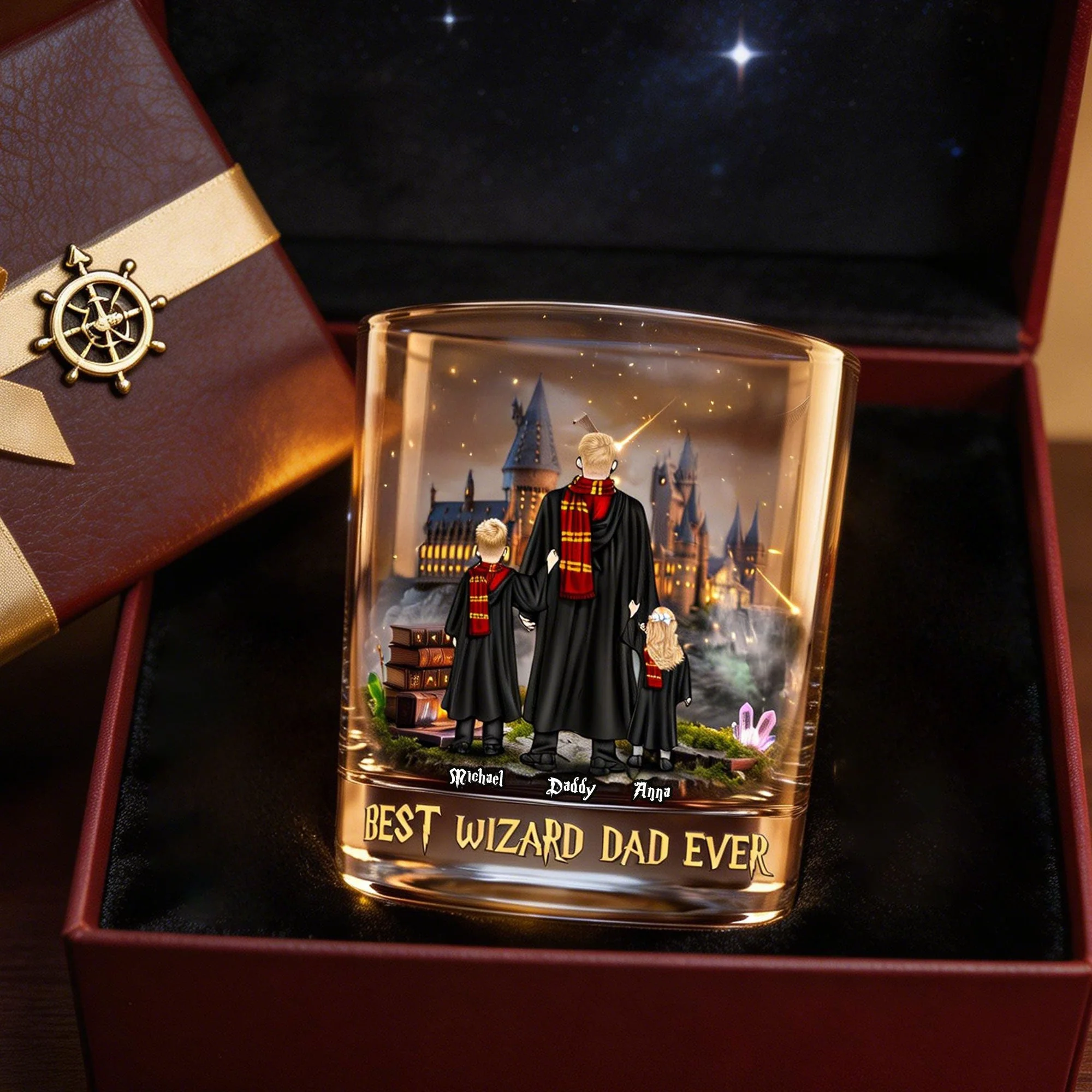 HaPo Best Wizard Dad Ever - Personalized Whiskey Glass - Gift For Father's Day, Movie Fans - Image 3
