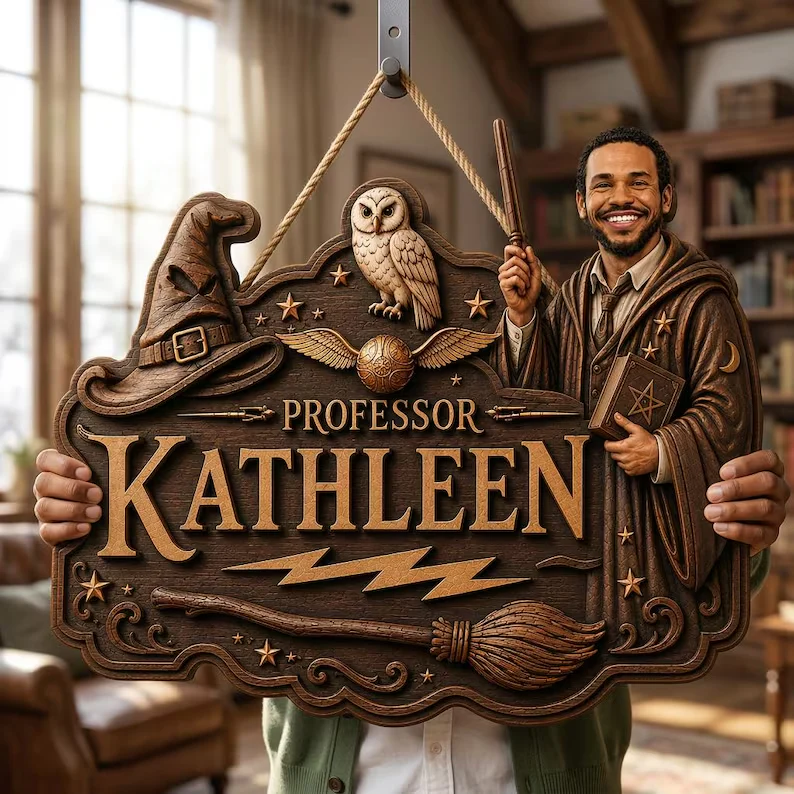 HaPo Custom Photo Professor Wizard And Witch Magic School - Personalized Wood Sign - Gift For Teacher - Image 3
